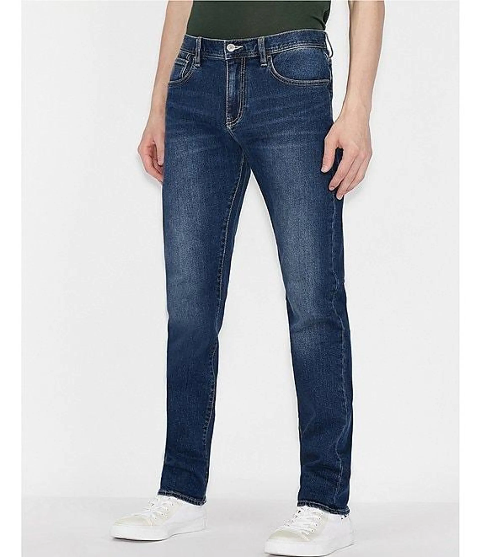 Slim-Fit Medium Wash Stretch Denim Jeans