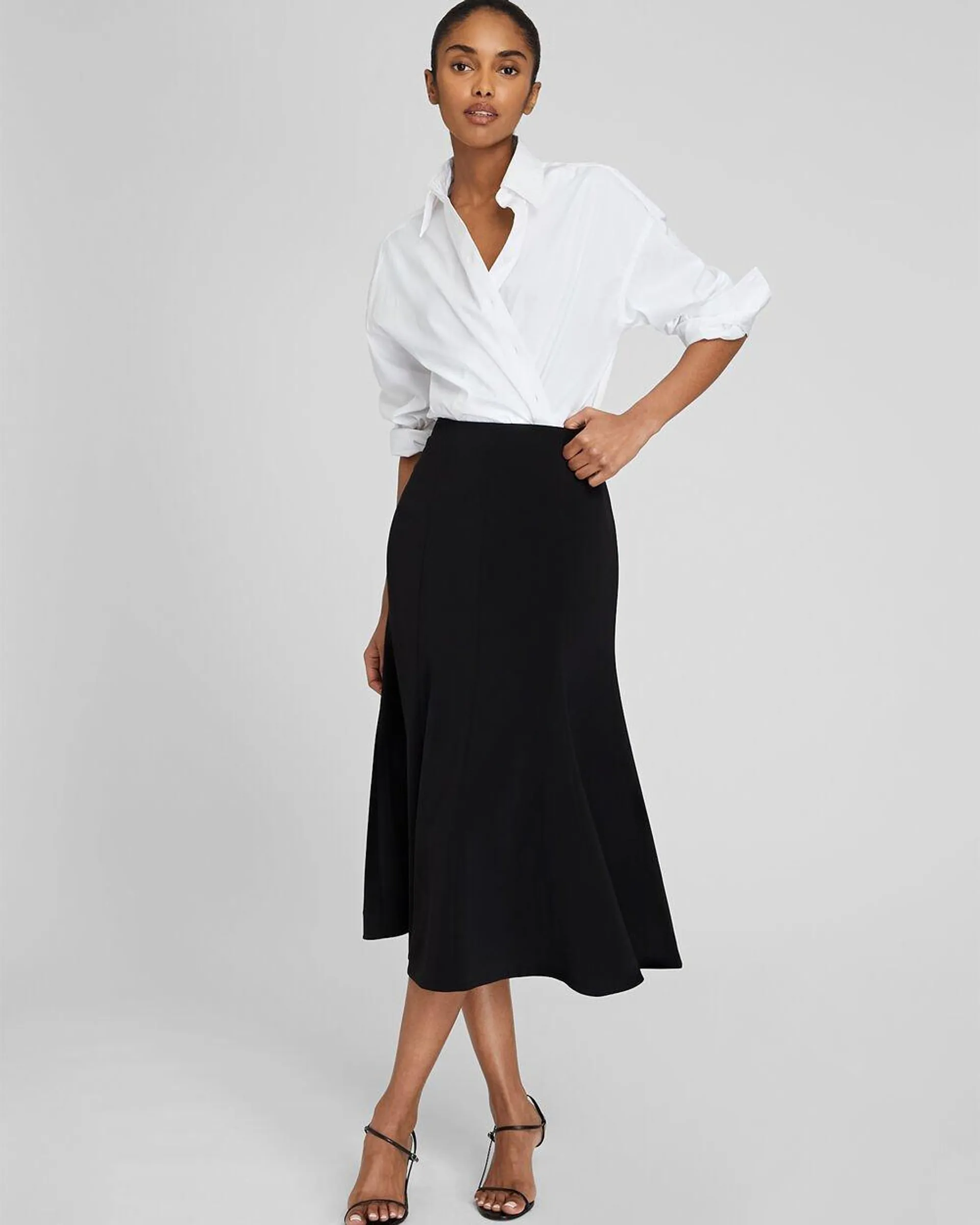 Crepe Fluted Midi Skirt