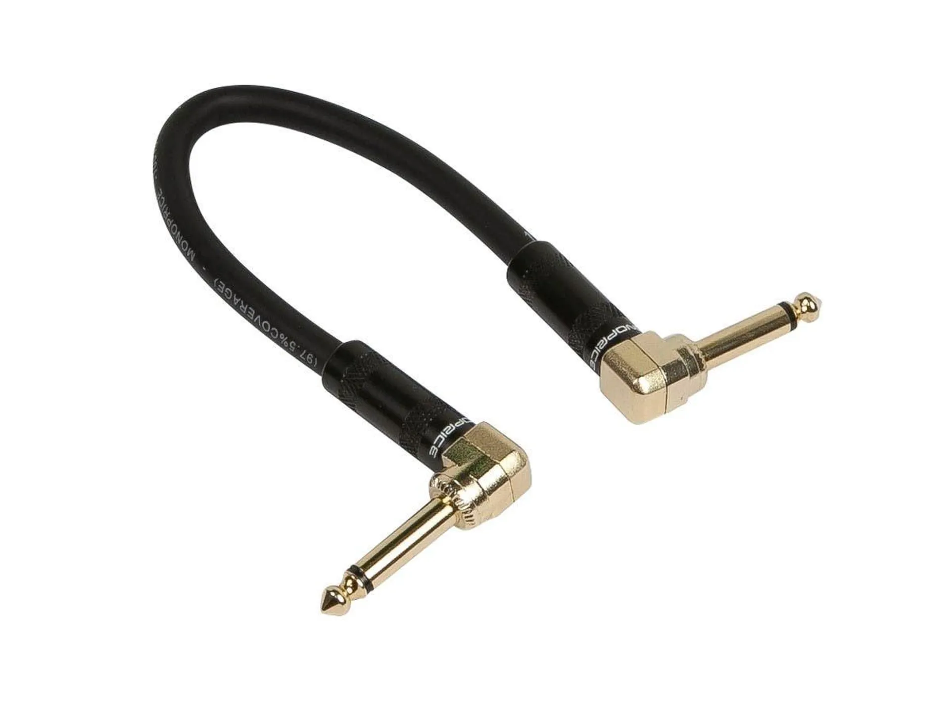 Monoprice Premier Series 1/4-inch TS Guitar Pedal Patch Cable with Right Angle Connectors, 8-inch