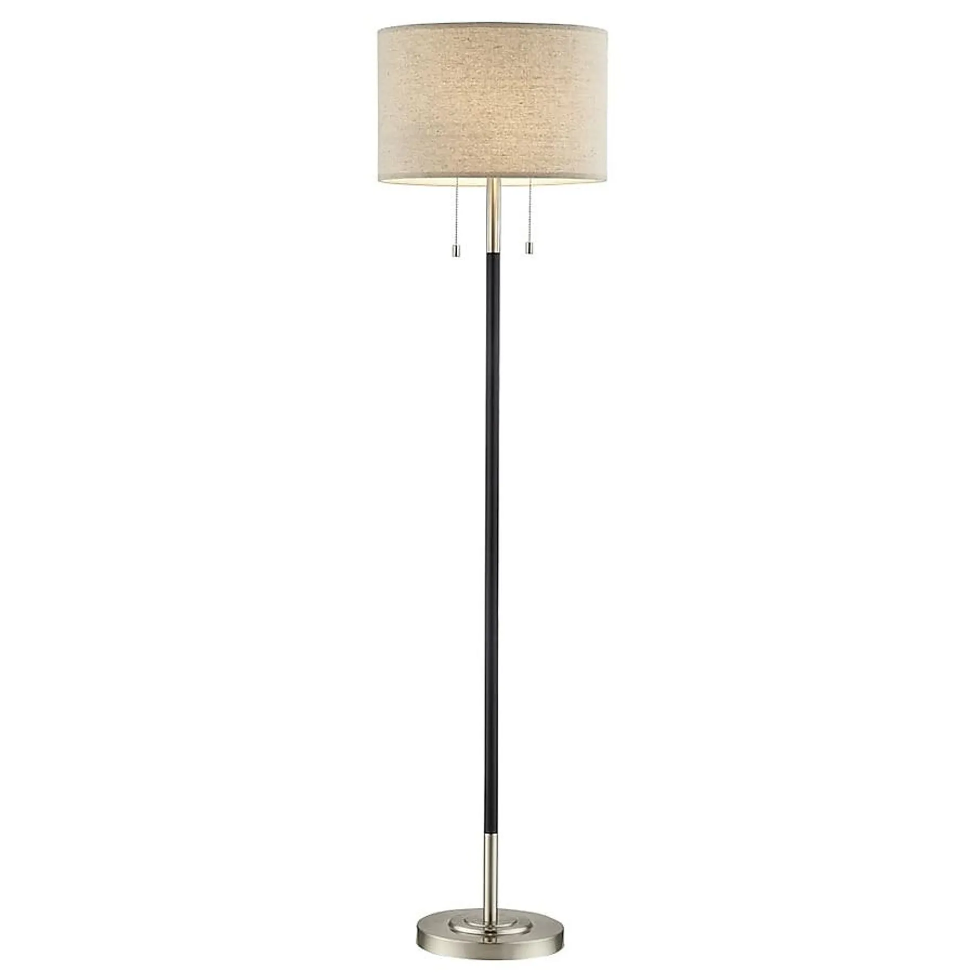 allen + roth Grancove 62.4-in Nickel and Espresso Shaded Floor Lamp