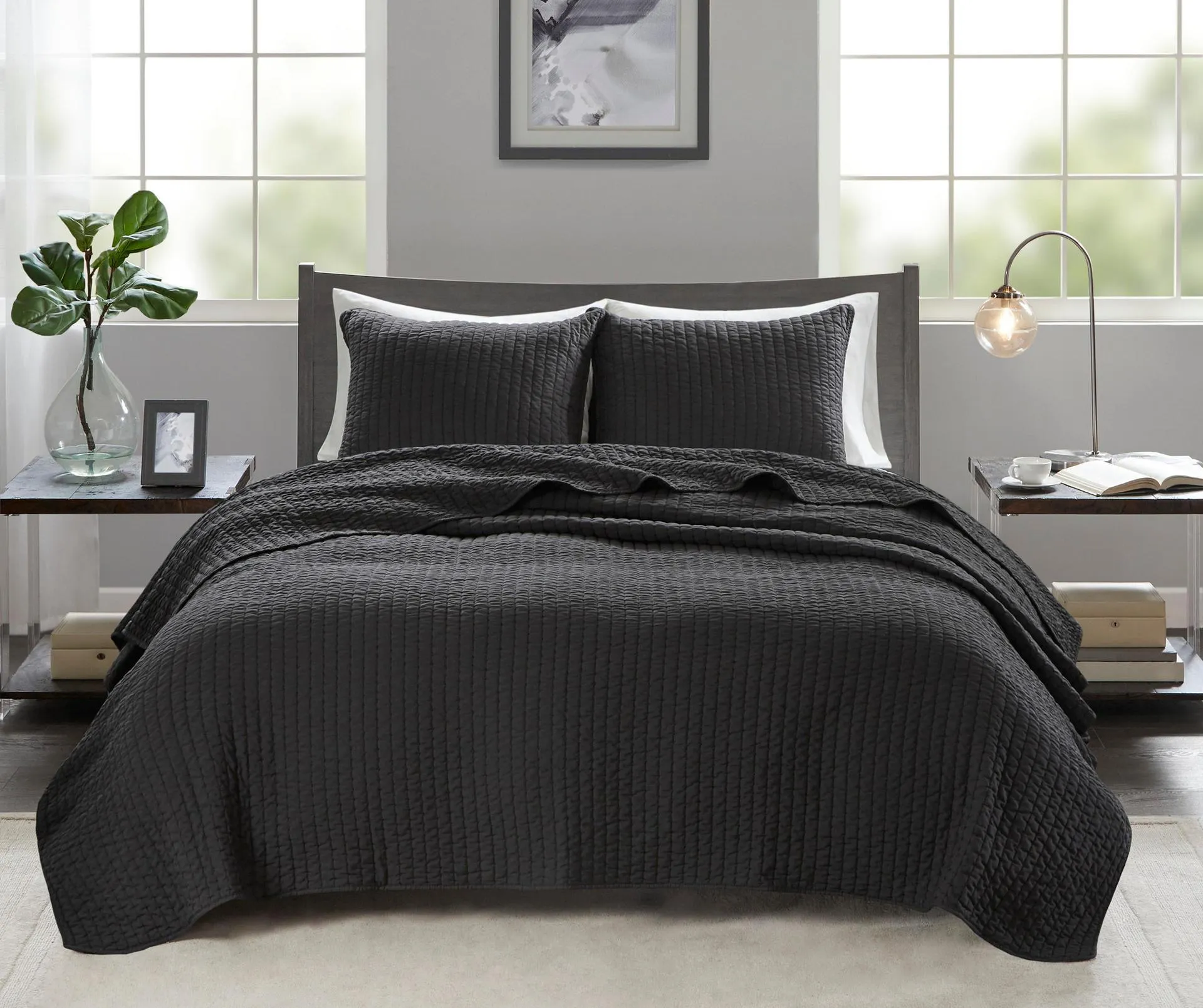 Mitchell Black Twin/Twin XL 2-Piece Coverlet Set