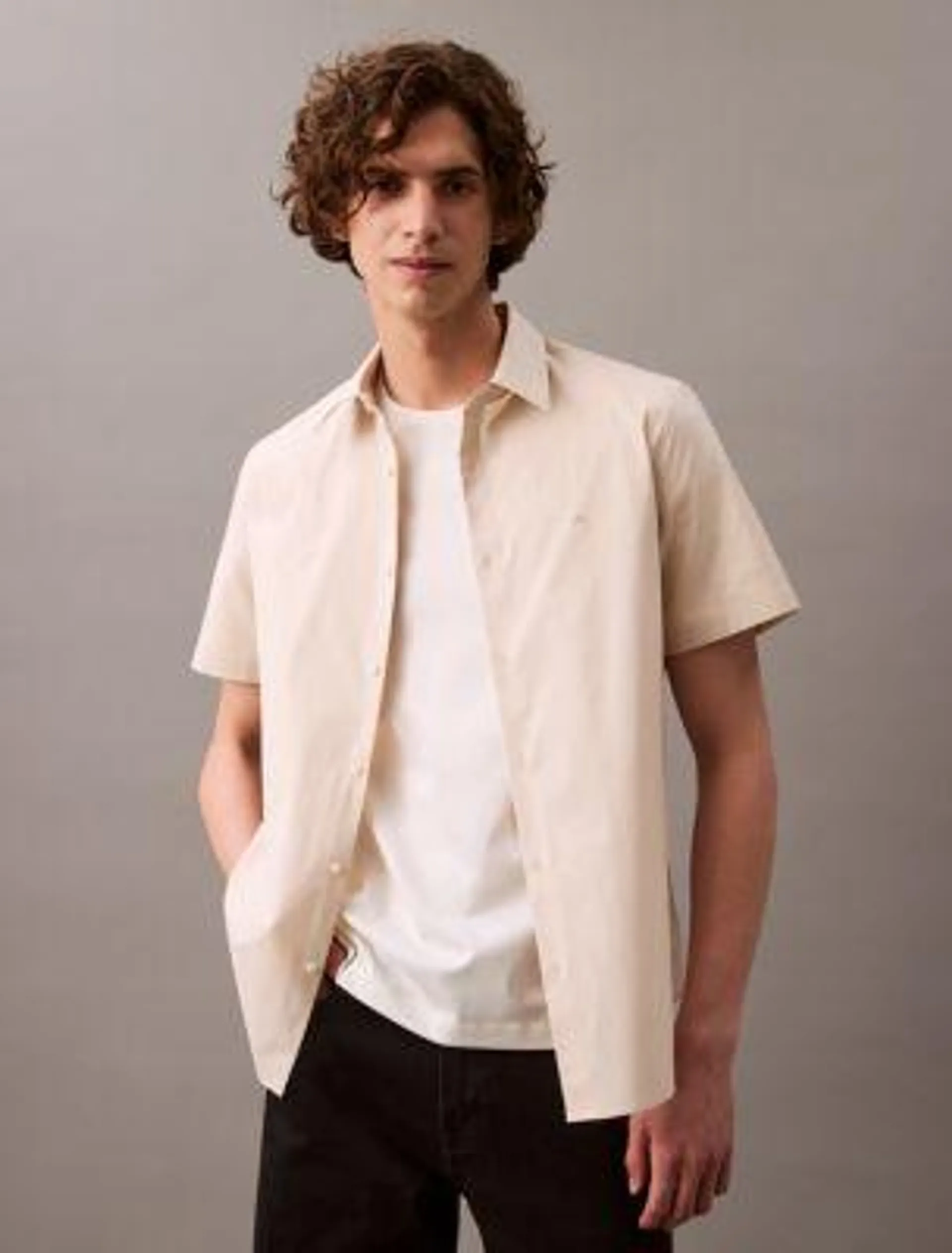 Cotton Stretch Slim Button-Down Shirt