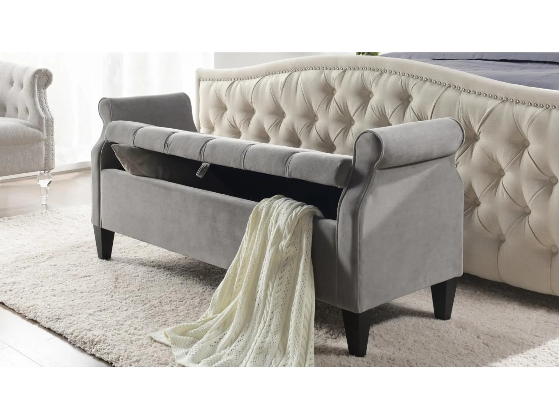 Jacqueline Roll Arm Jacqueline Roll Arm Storage Bench