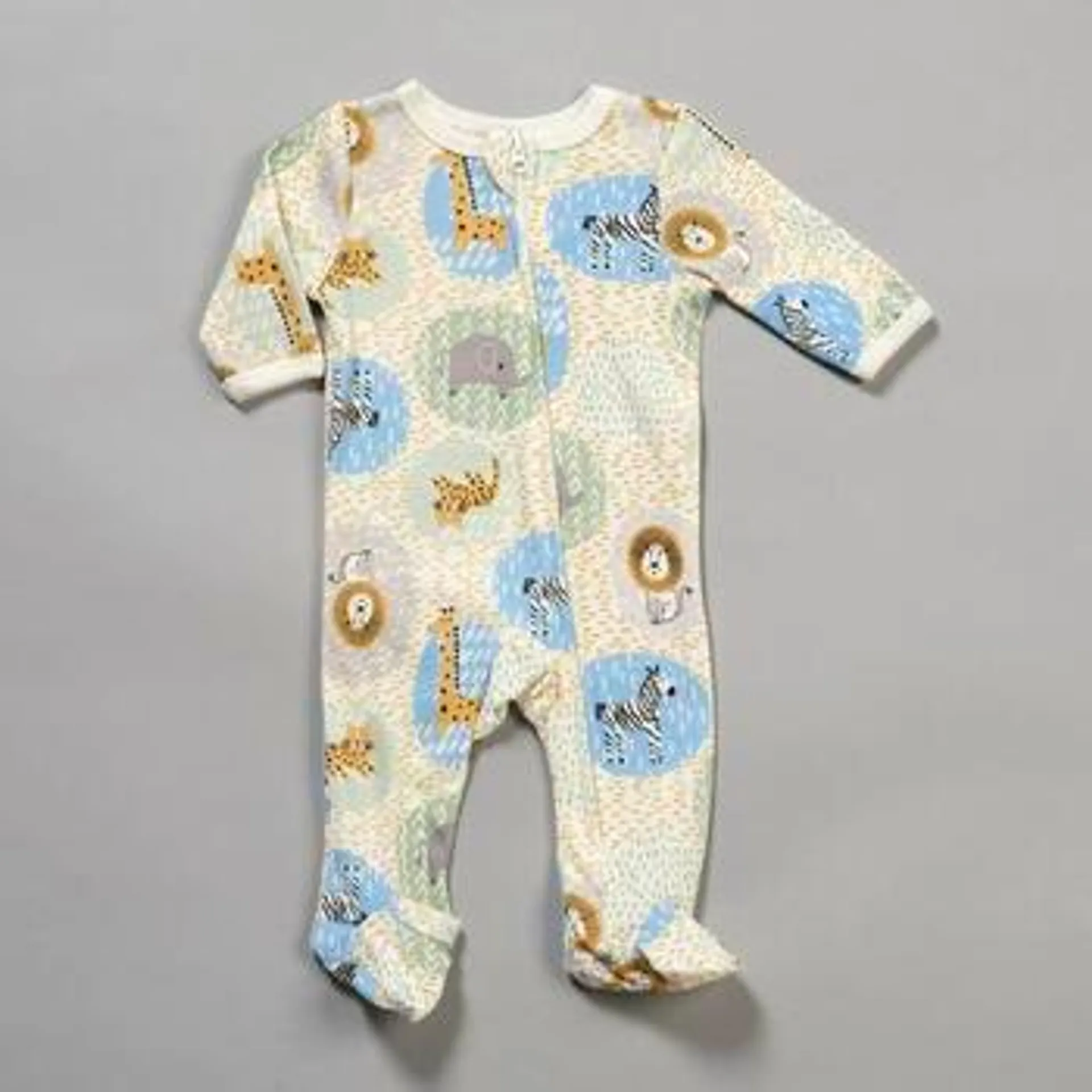 Baby Unisex (NB-9M) Mini Hop Abstract Safari Zip Footie Pajamas