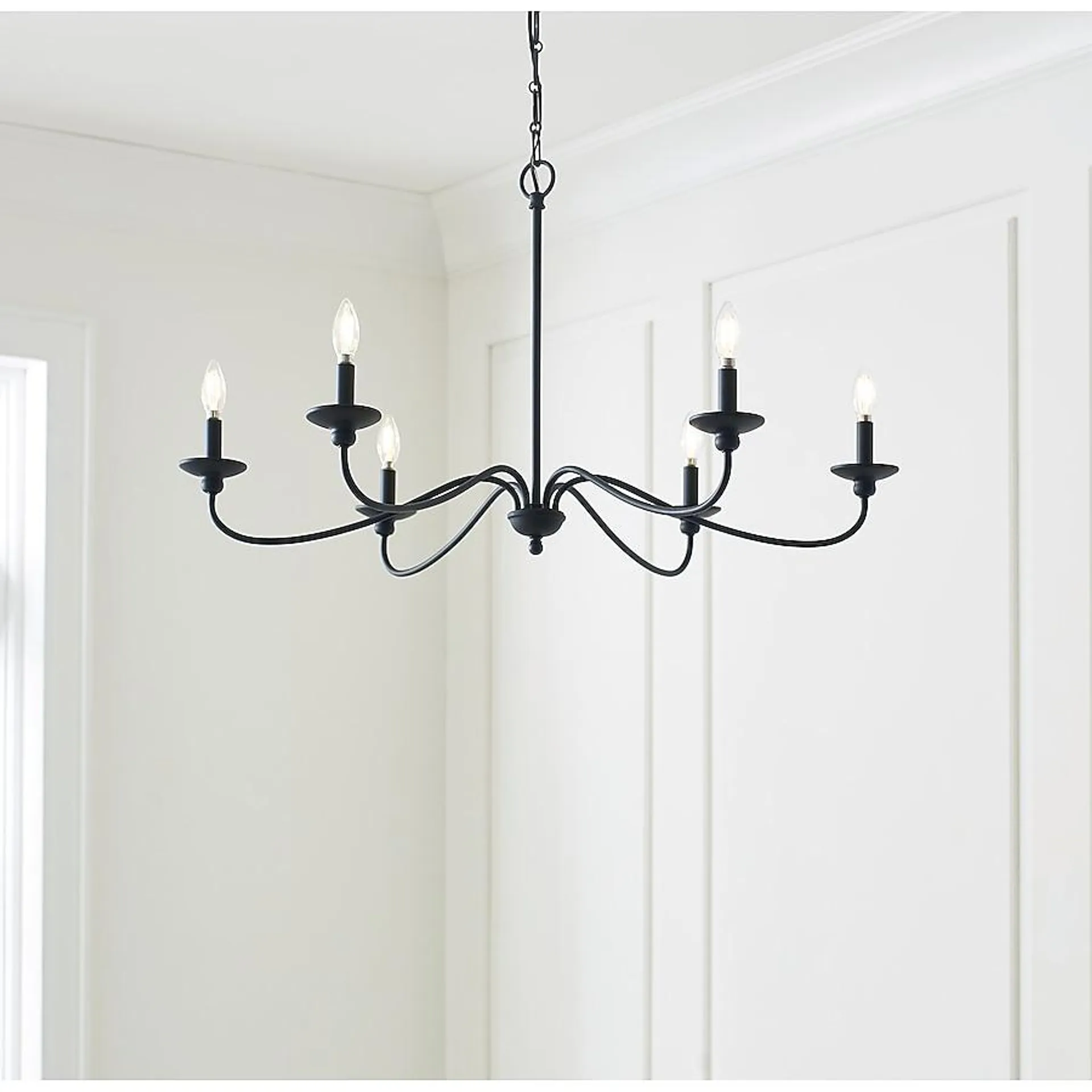 allen + roth Providence 6-Light Black Traditional Linear Large Hanging Pendant Light