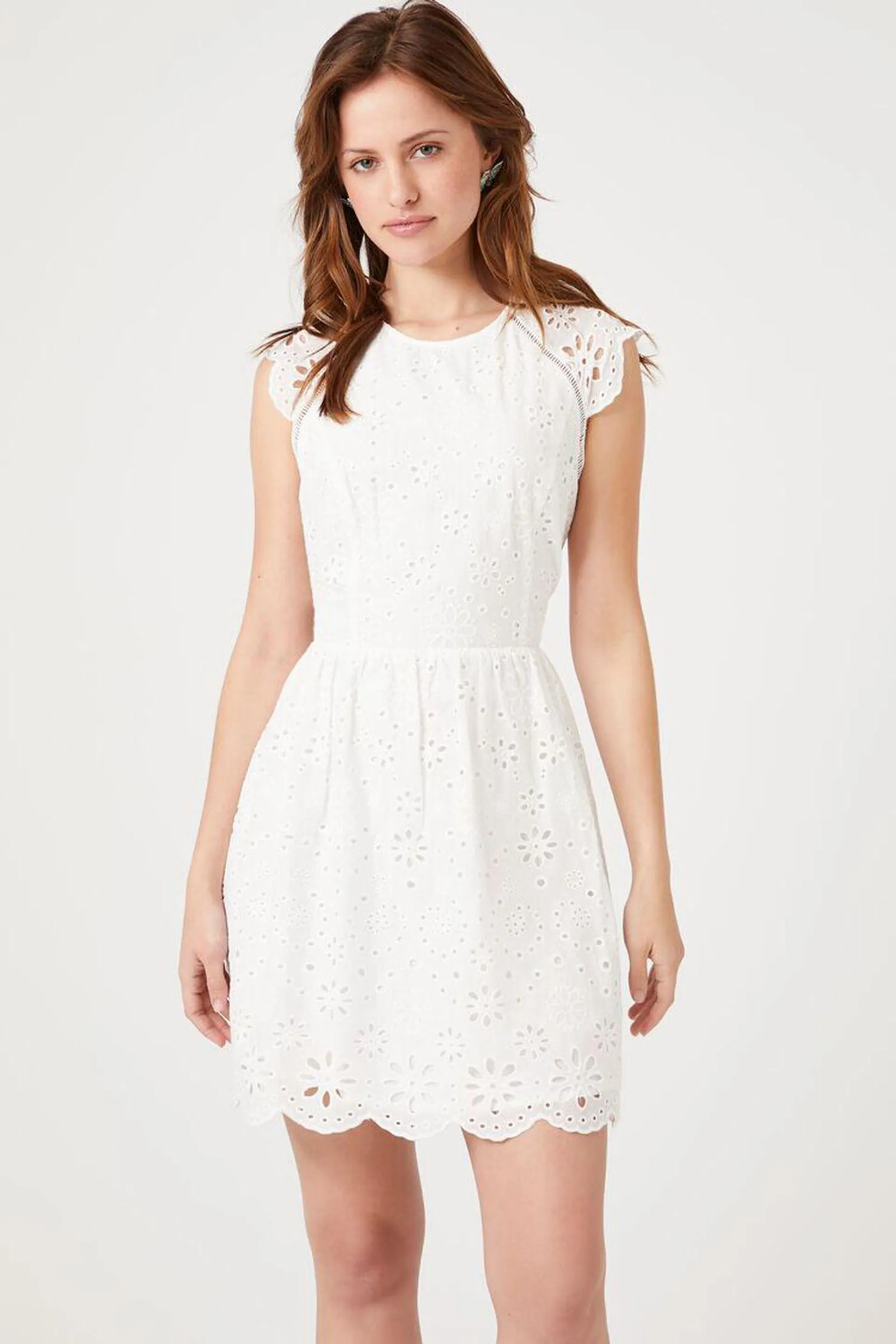 Eyelet Fit & Flare Mini Dress