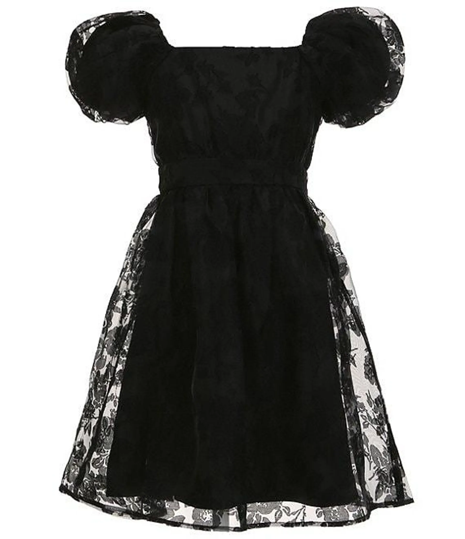 Big Girls 7-16 Bubble Sleeve Burnout Organza Dress