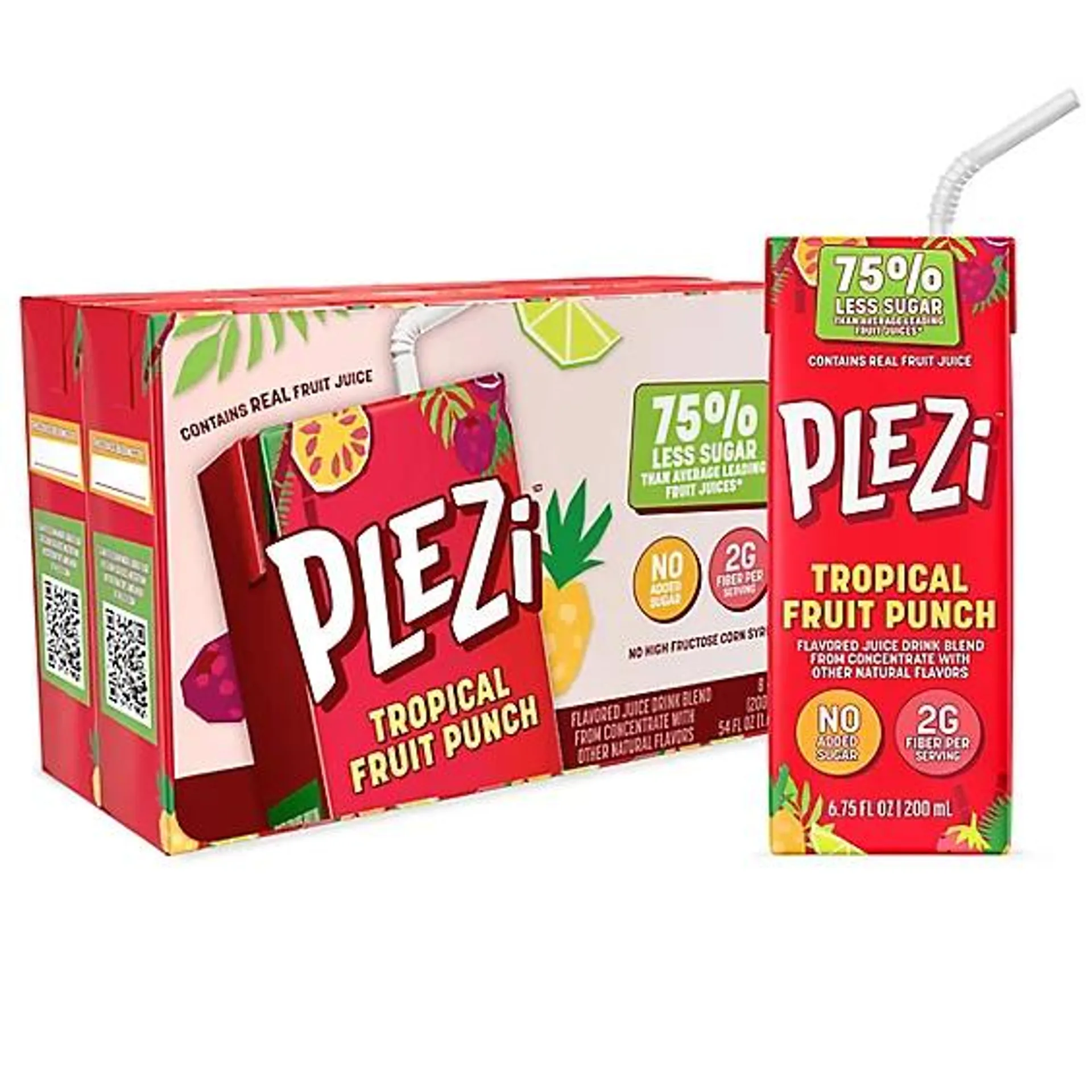 Plezi Kids Hydration Tropical Punch Flavored Juice Drink Blend - 8 - 6.75 Oz