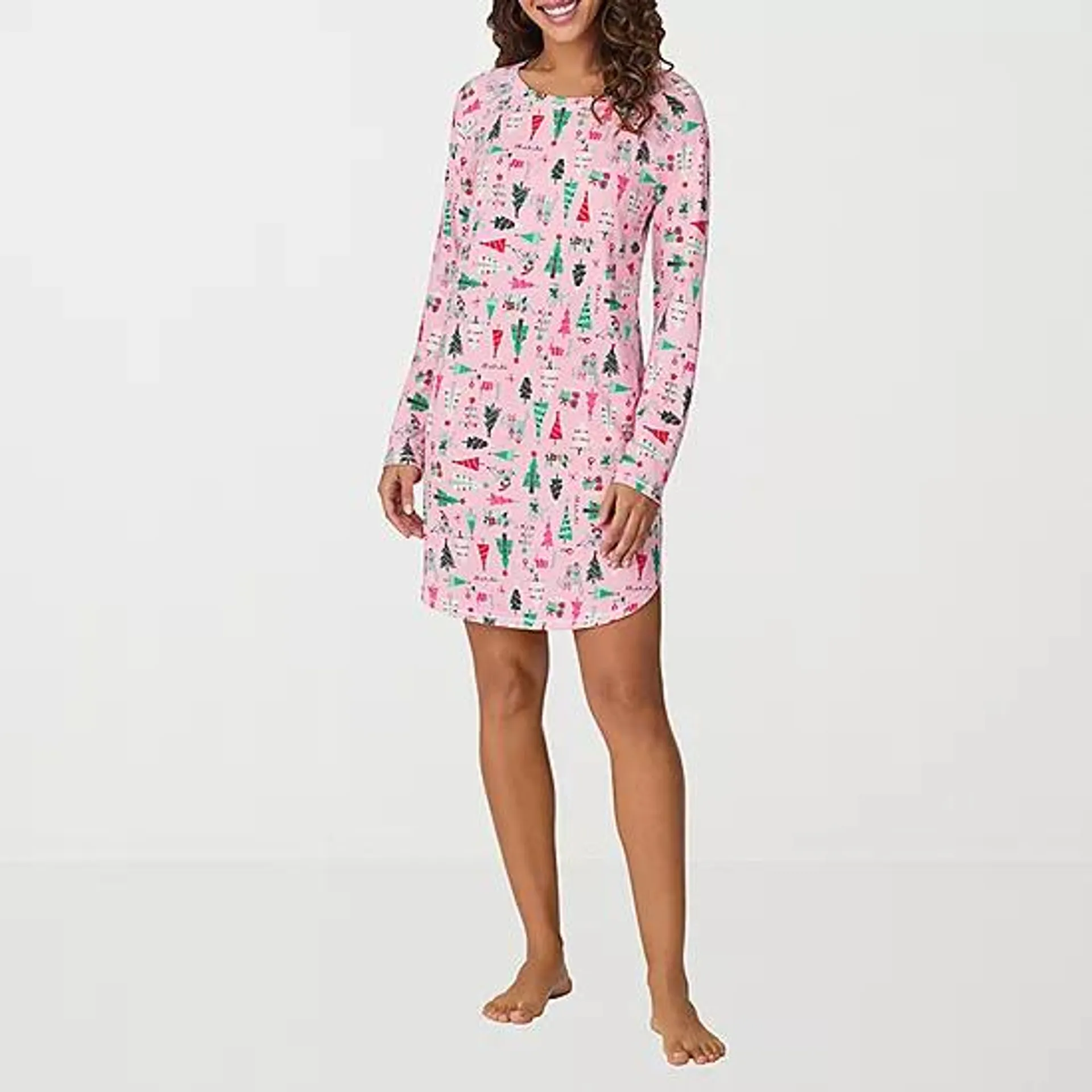 new! Cuddl Duds Womens Long Sleeve Round Neck Nightshirt