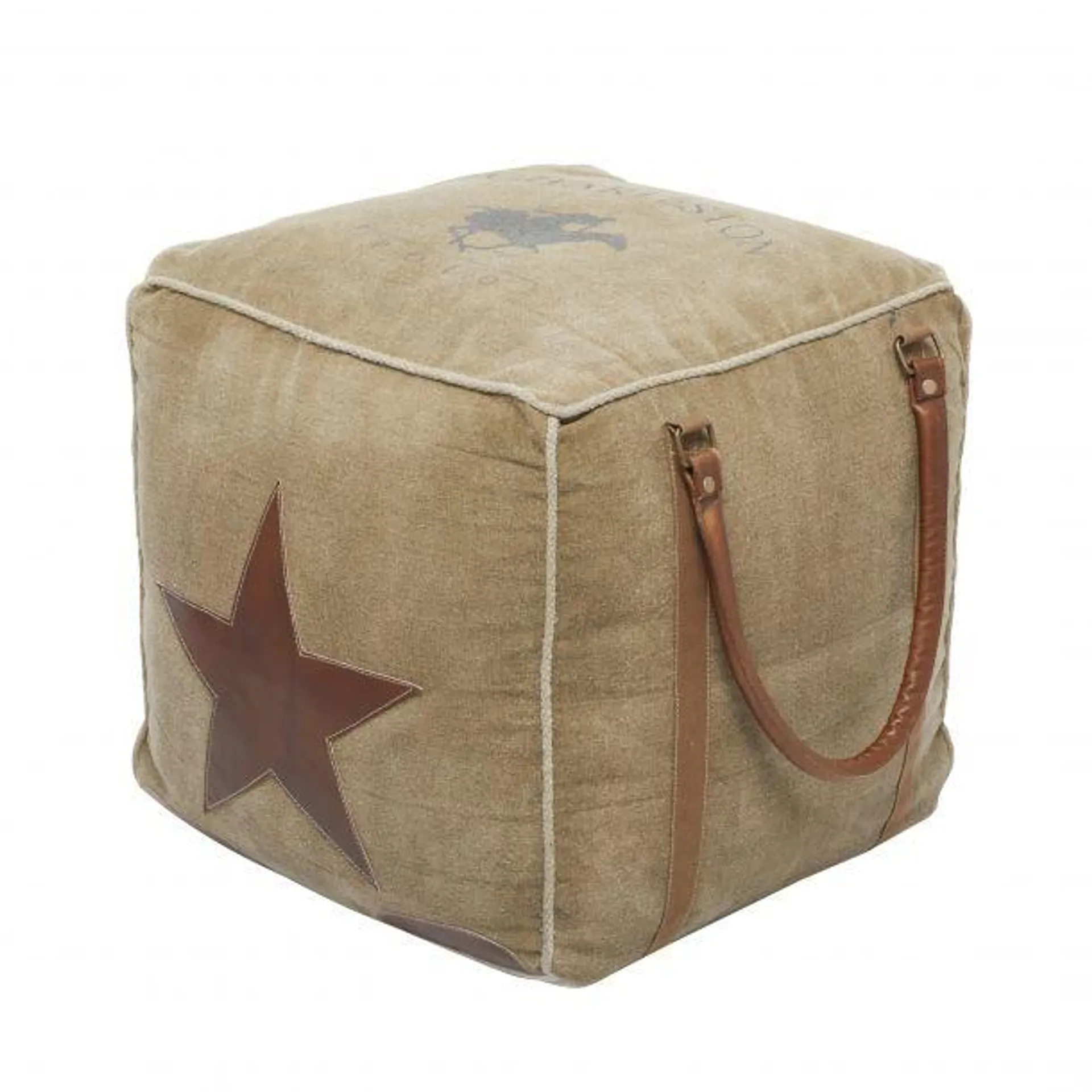 Rustic 19" X 20" Leather Stool by Marisol + Daisy - Brown