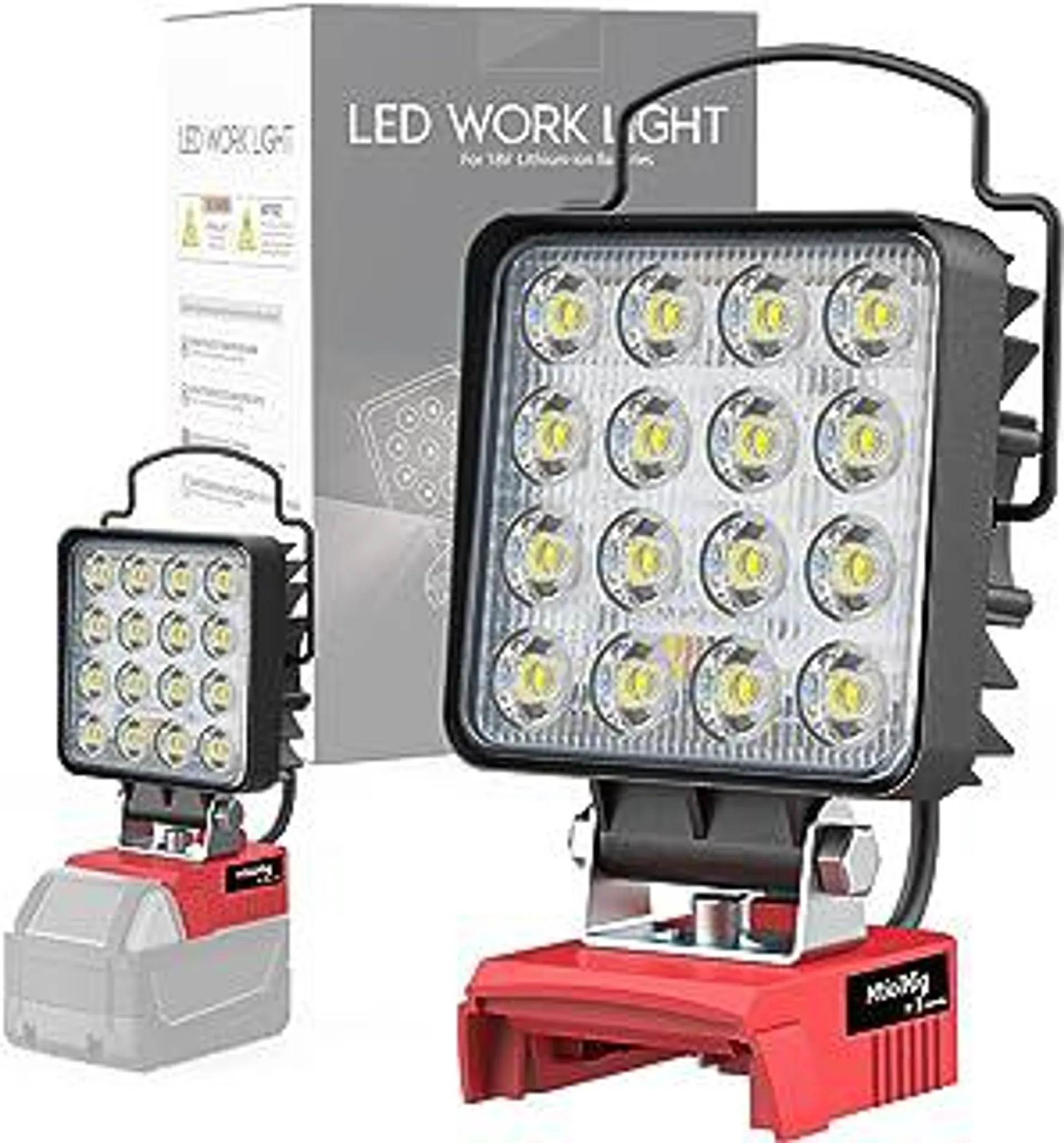 Cordless LED Work Light for Milwaukee 18v Battery, 48W 4800Lumens Battery Powered LED Flood Light for Milwaukee Tools Only with USB & Type-C Charging for Workshop,Garage,Camping, Outdoor, Emergencies