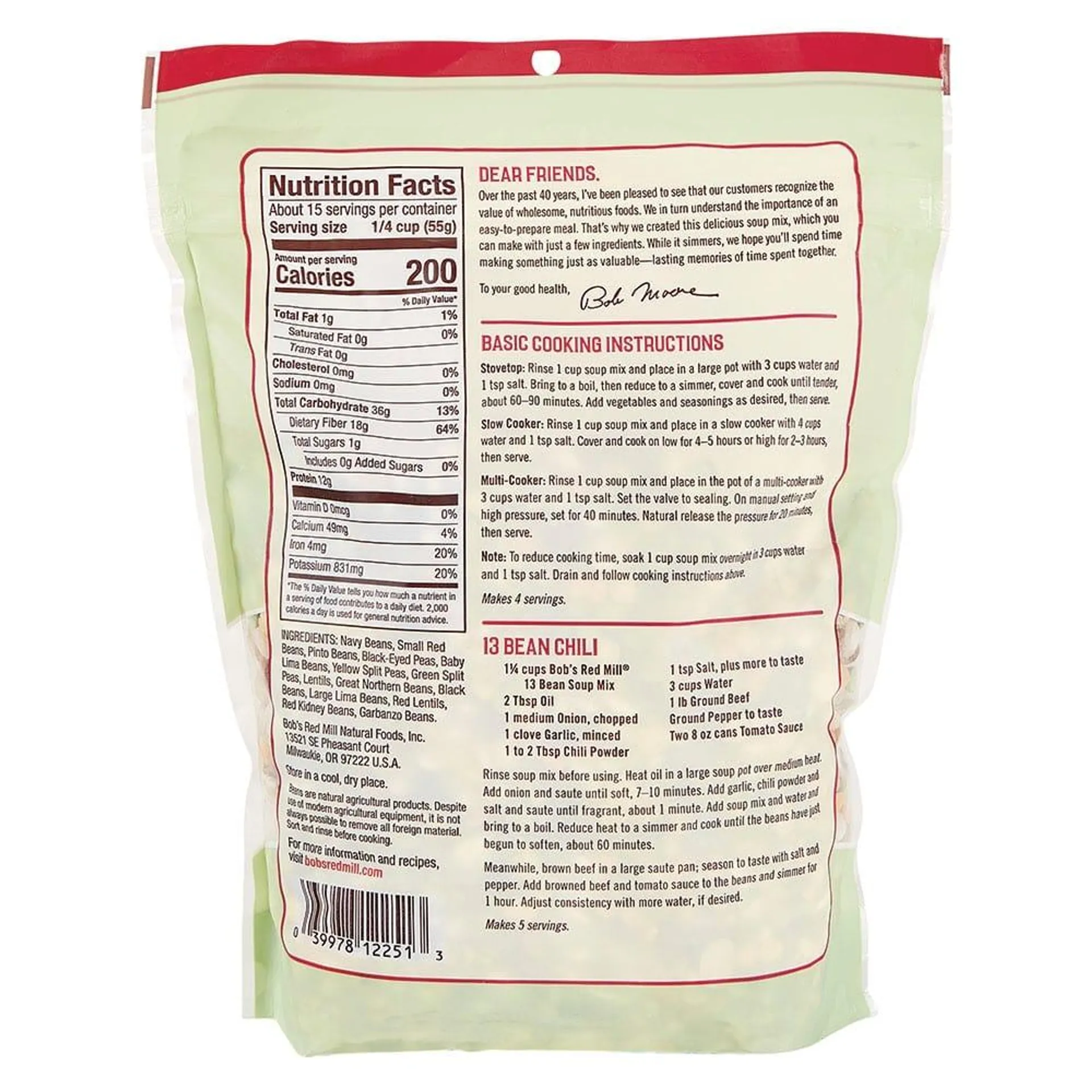 Bob’s Red Mill 13 Bean Soup Mix, 29 oz