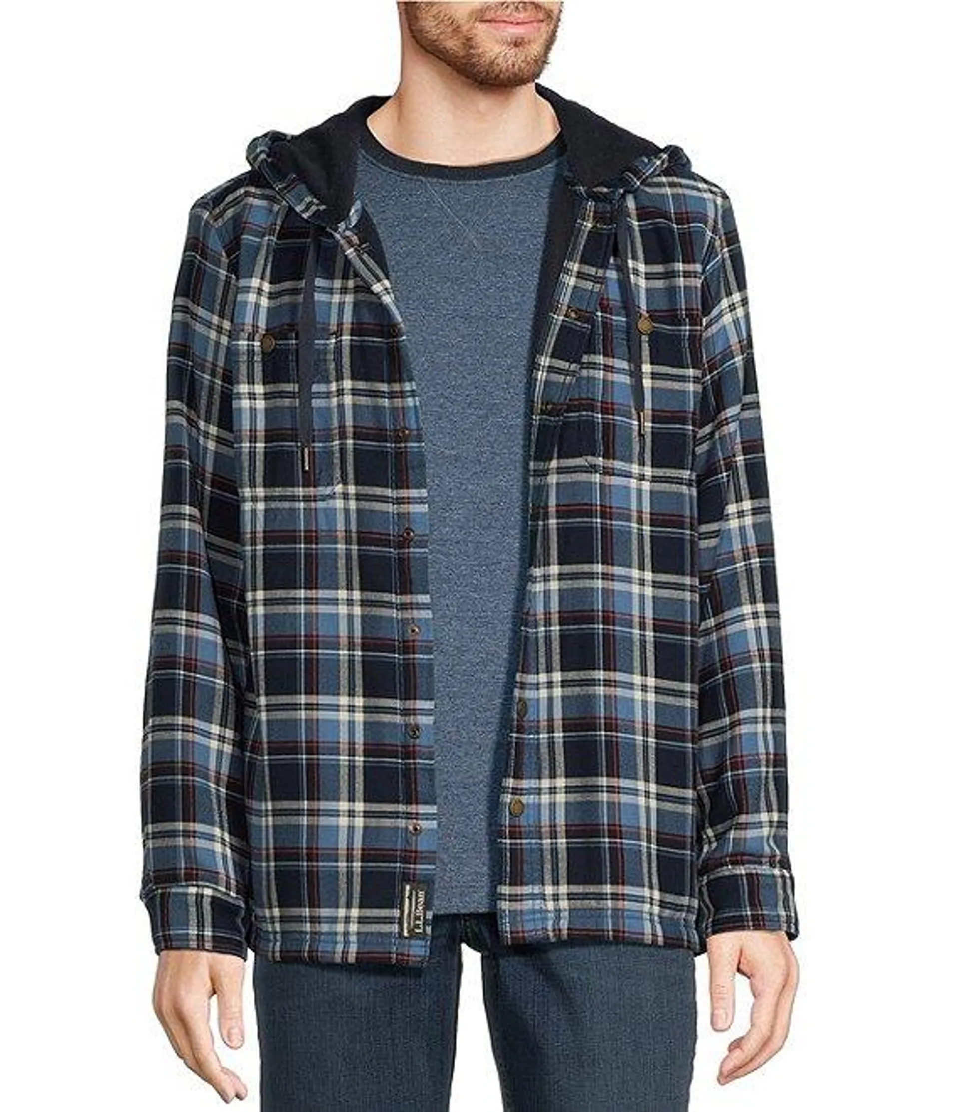 Fleece-Lined Classic Flannel Snap-Front Hoodie