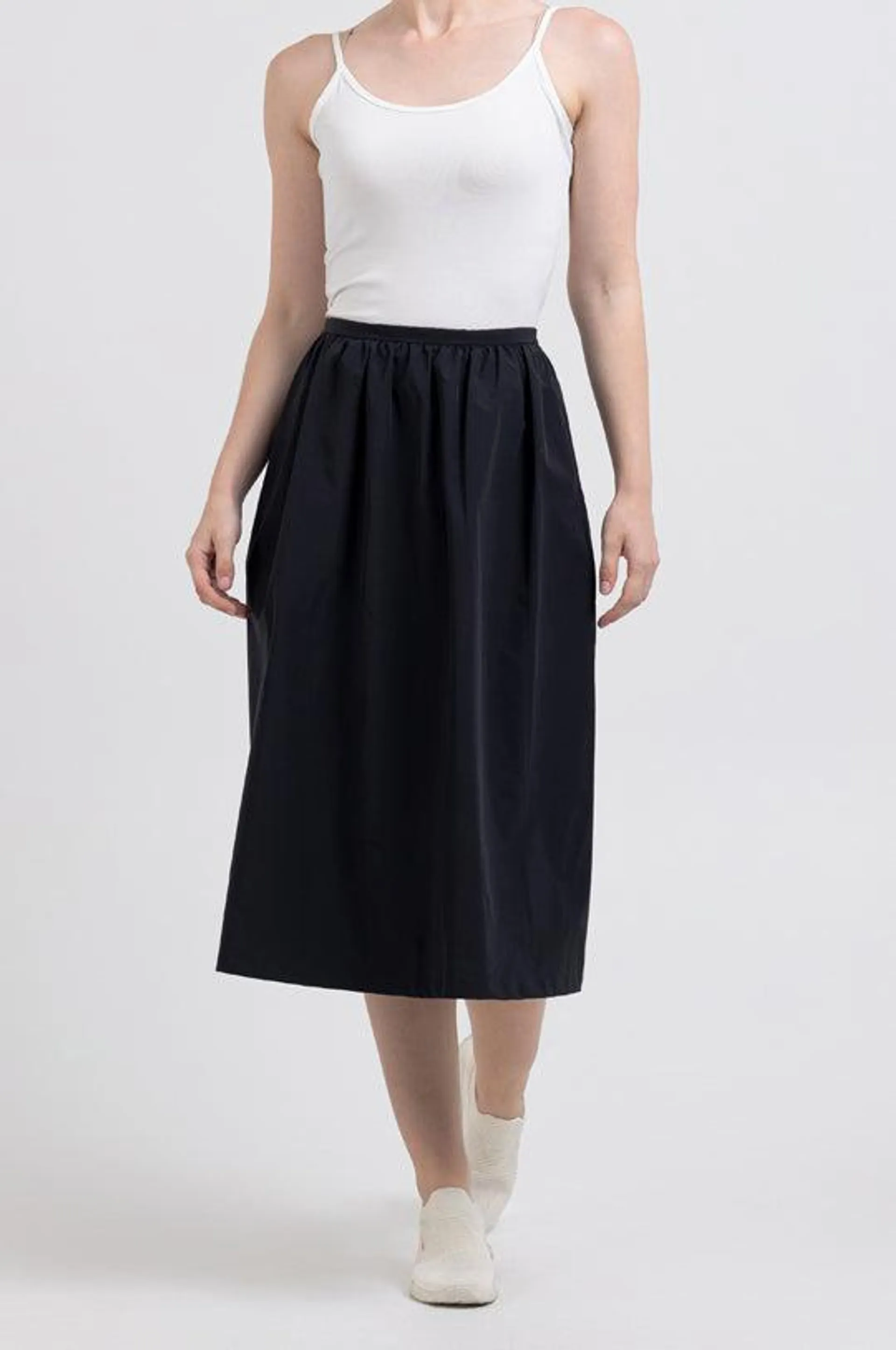 LONG A-LINE MIDI SKIRT