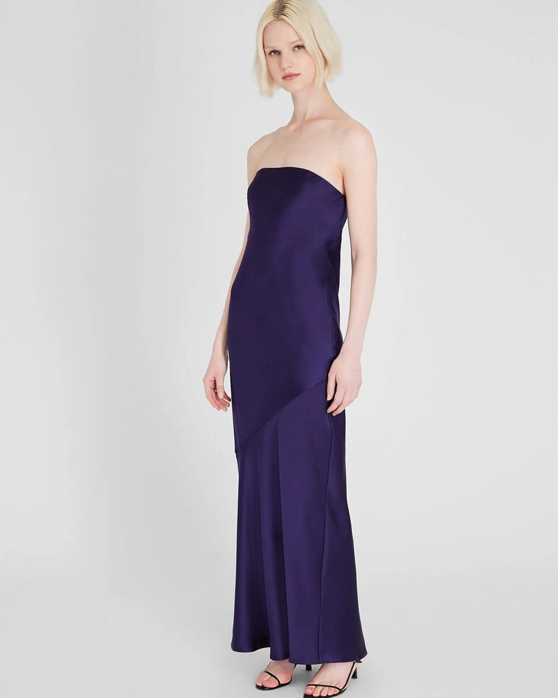 Strapless Silk Charmeuse Maxi Dress