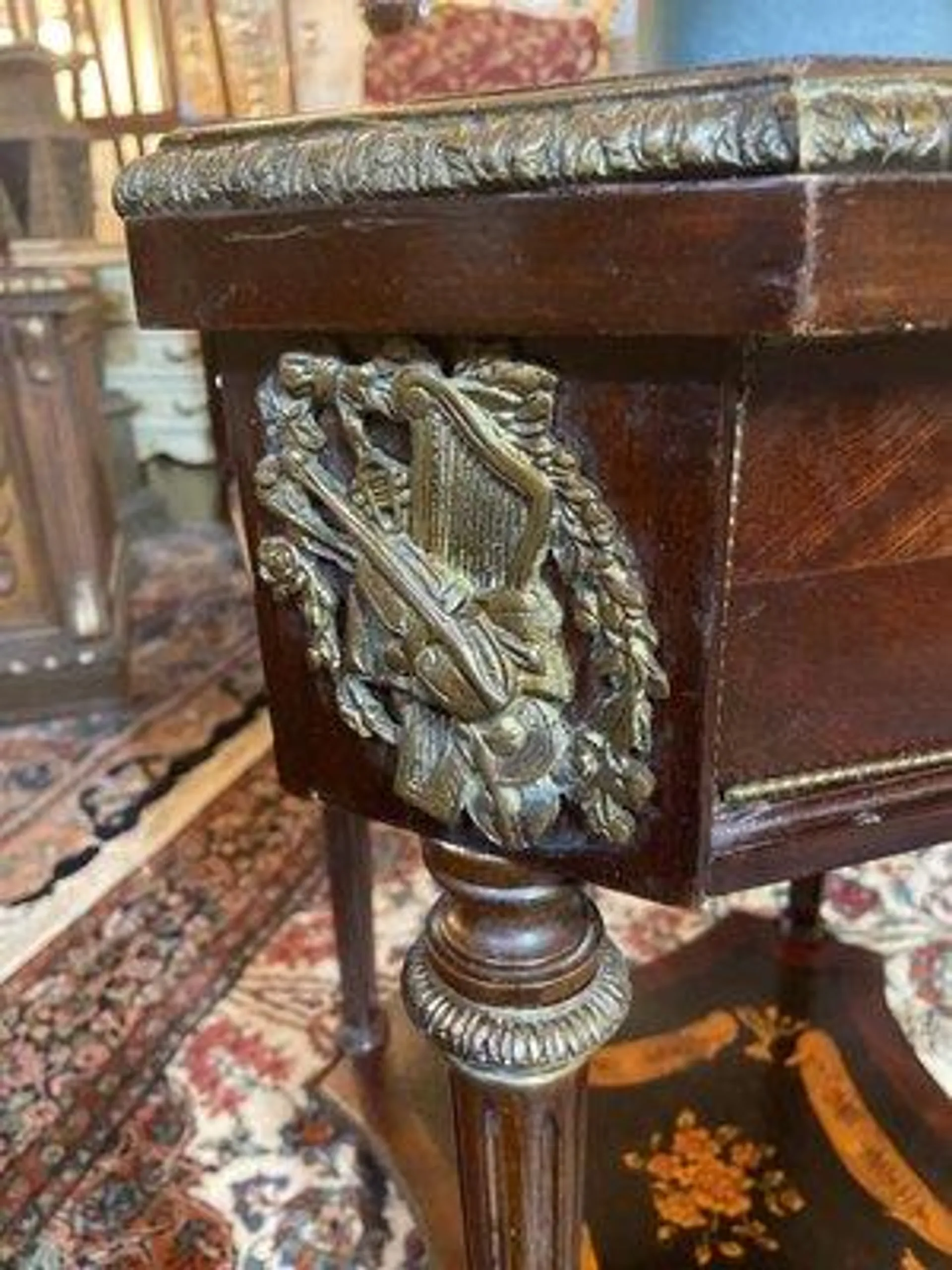 French Side Table in Mahogany and Kingwood Inlaid