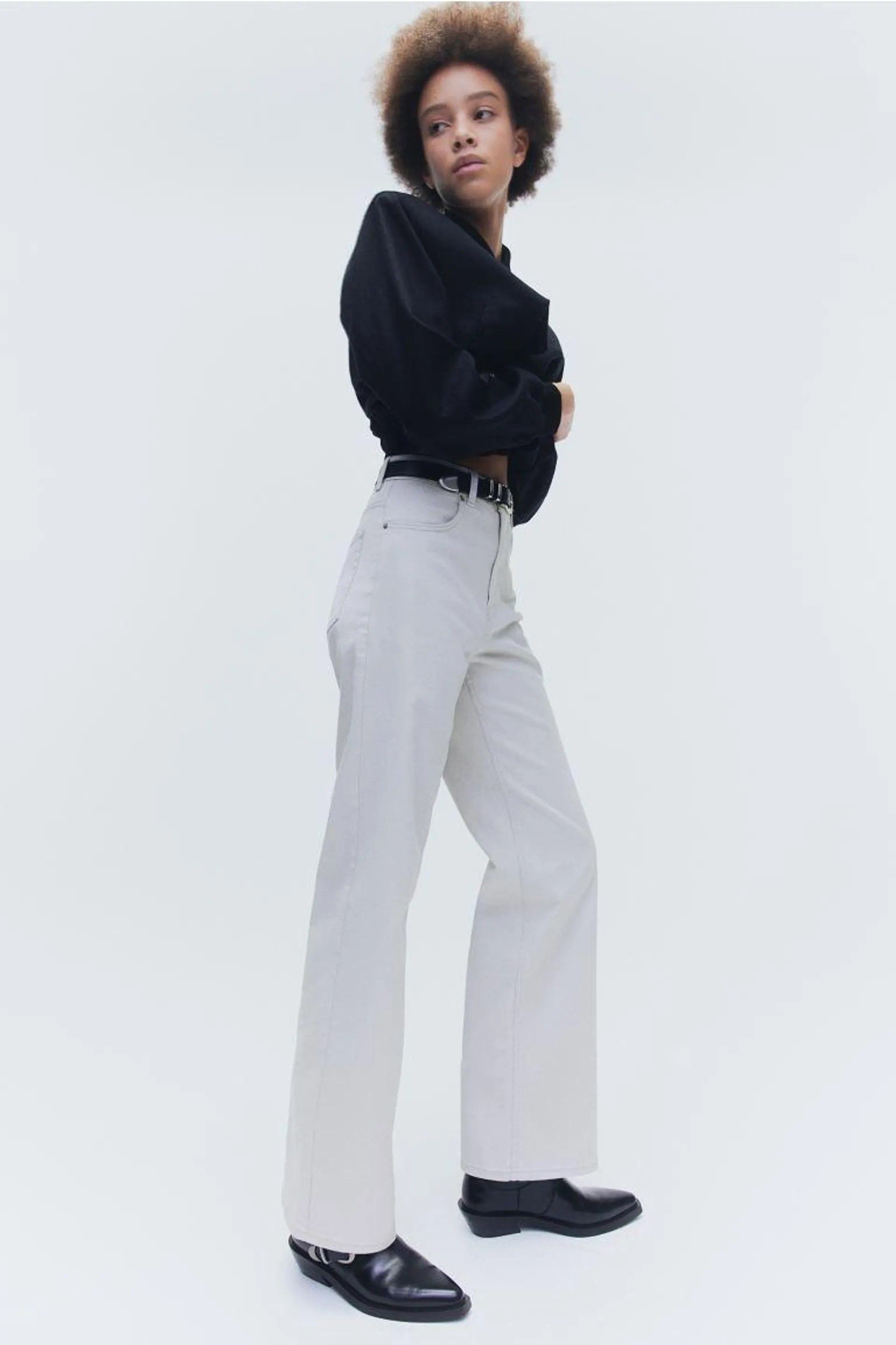 Wide-leg Twill Pants