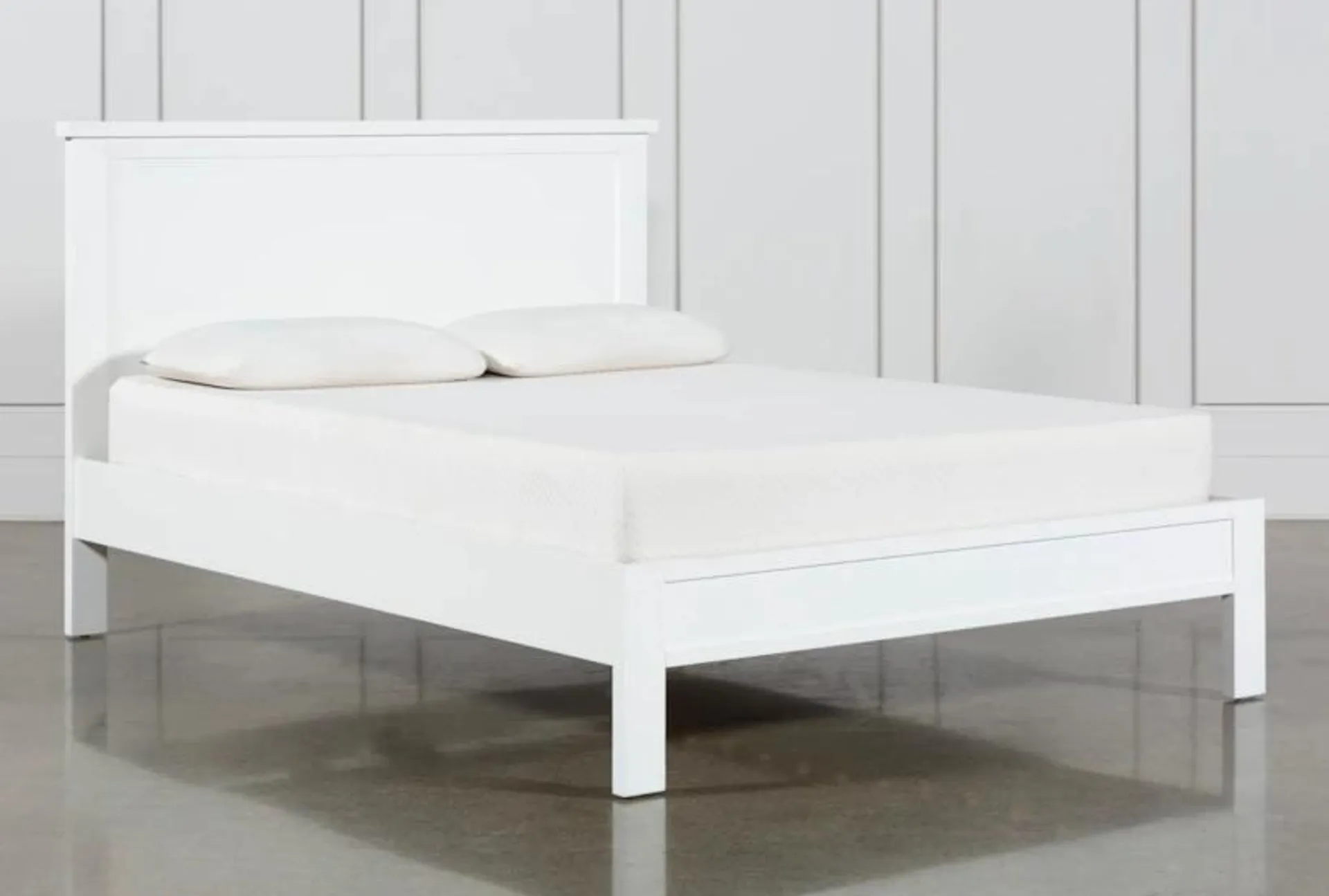 Larkin White Queen Wood Panel Bed