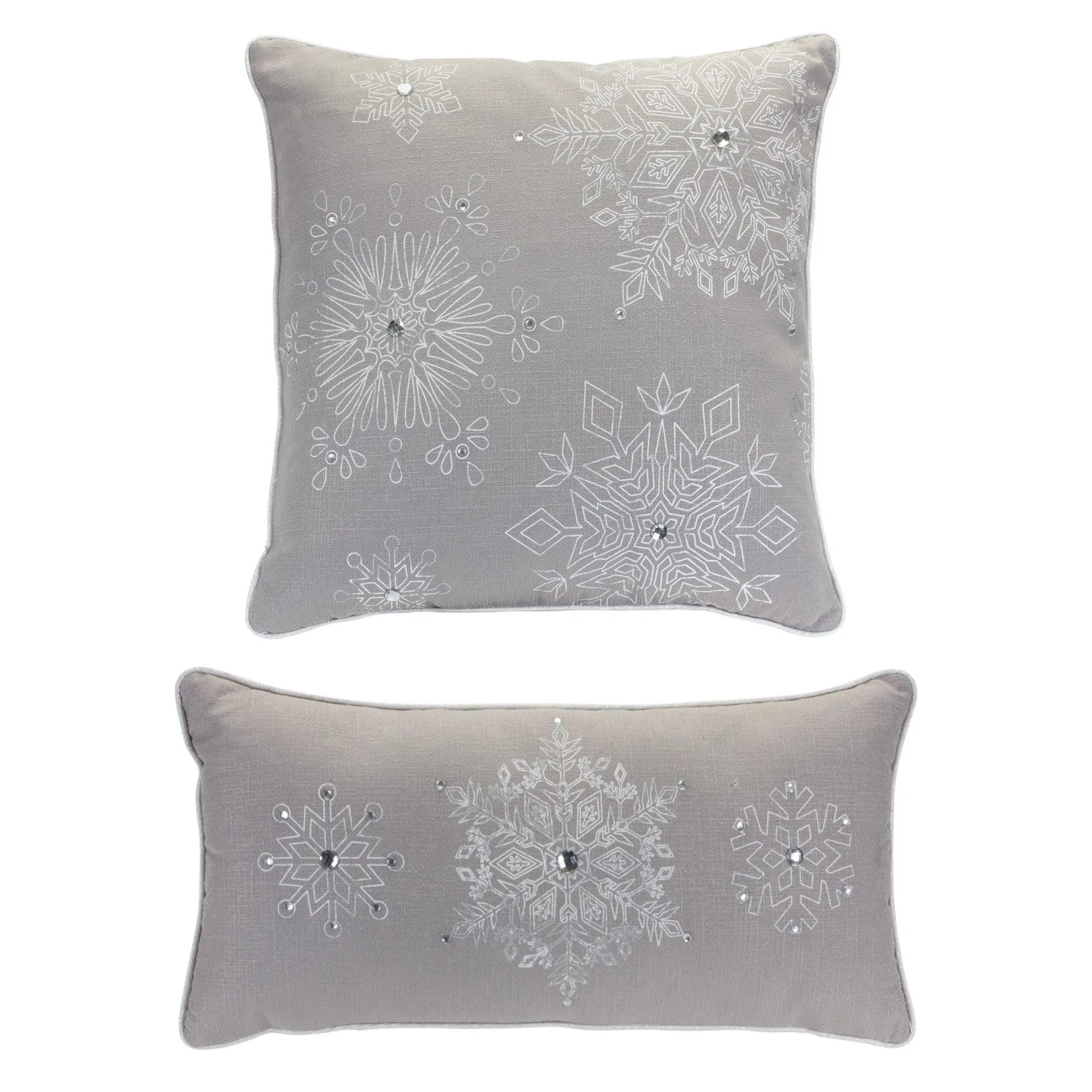 Bead Embroidered Snowflake Pillow, Set of 2