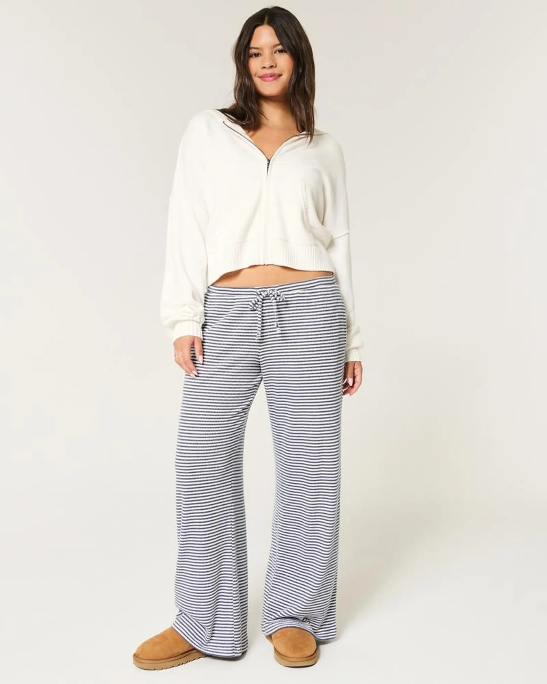 Cozy Ribbed Drawstring Baggy Pants