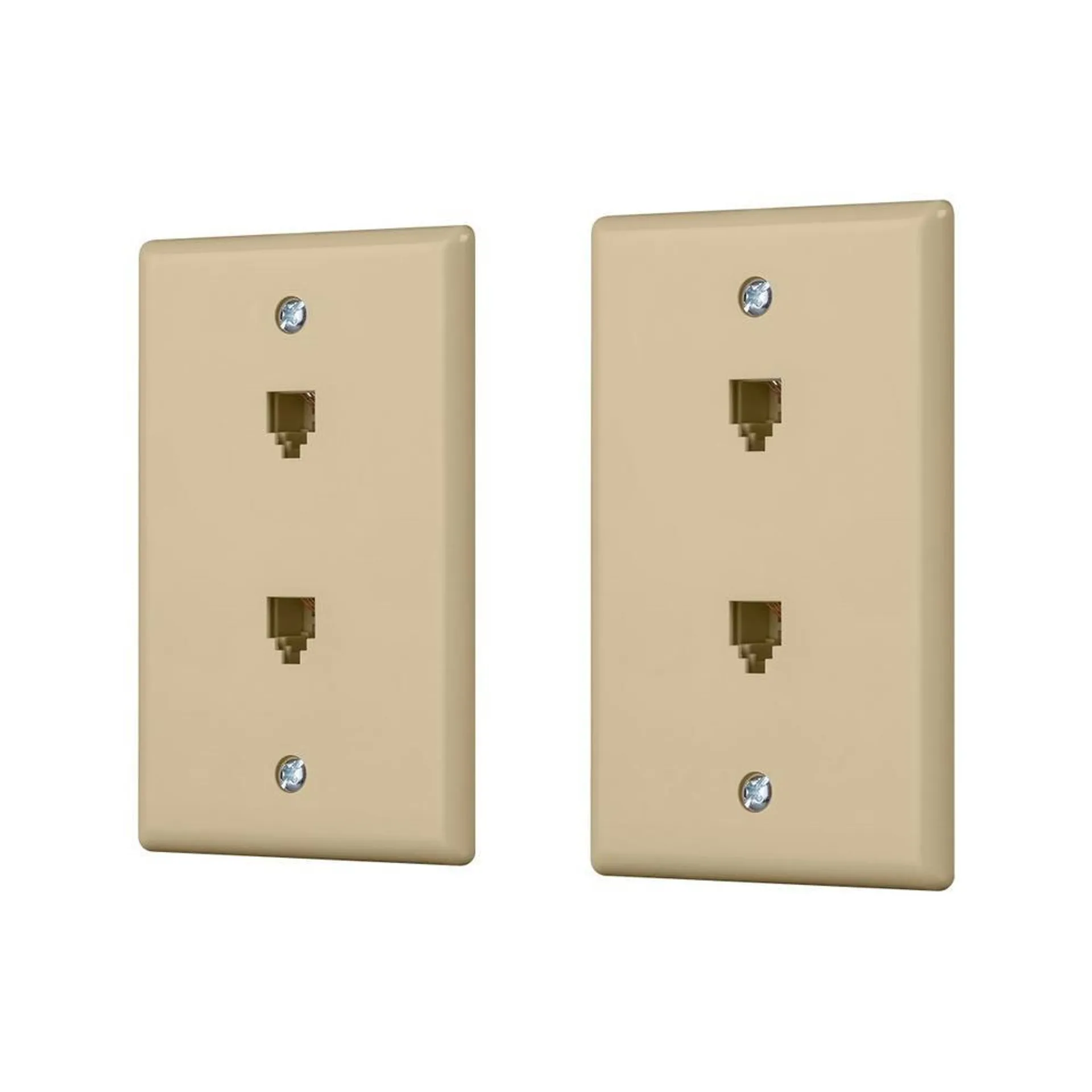 Monoprice Duplex Phone Jack Plate - Ivory (2 pack) | (4P4C) Phone Lines