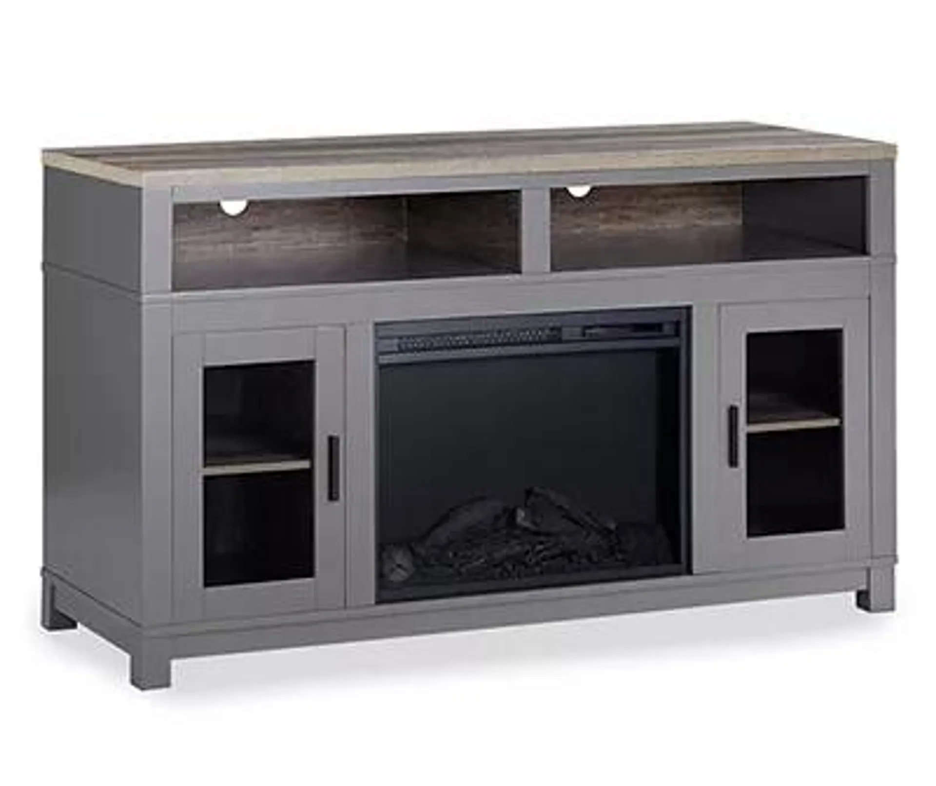 54" Bridgeport Gray Glass Door Electric Fireplace Console