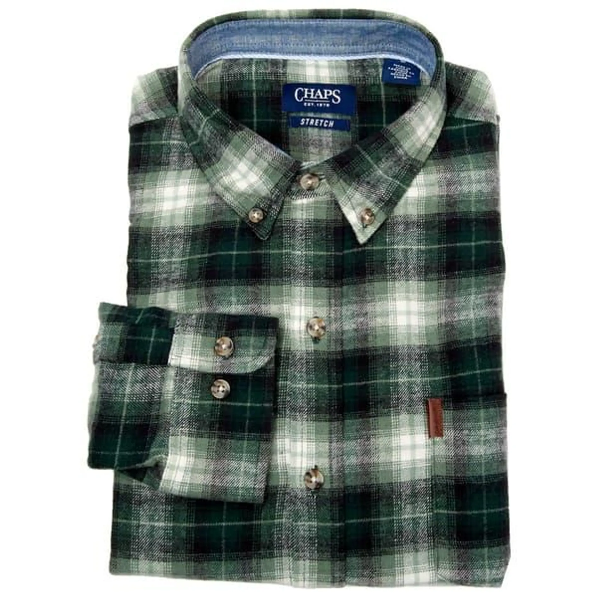 Mens Chaps Long Sleeve American Flannel Shirt - Moss Green