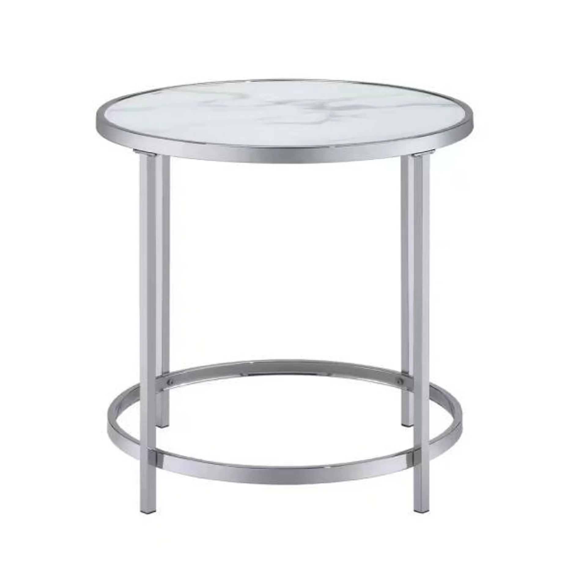 Rayne 24" Round End Table by Steve Silver Company - Chrome