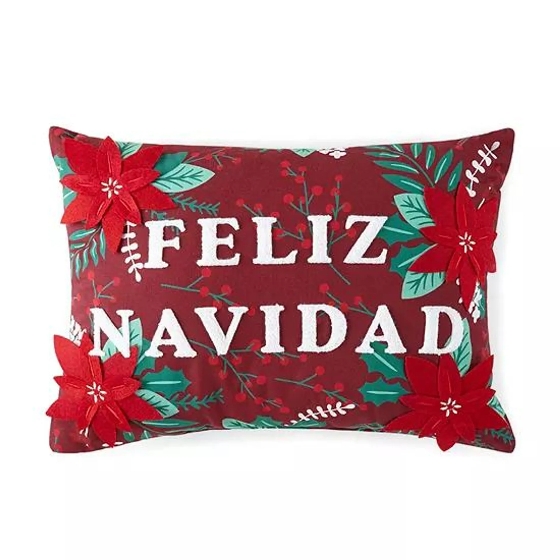 North Pole Trading Co. Feliz Navidad Lumbar Pillow