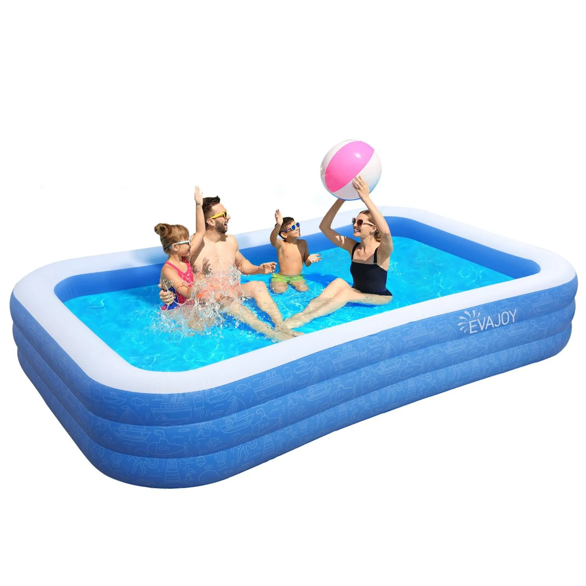 TaoTronics Inflatable Swimming Pools, 118'' x 72'' x 20'' Blow up Swimming Pools, Kiddie Pool Large Size Thickened Blow up Swimming Pools Play Center for Kids Children Family Outdoor Garden Backyard