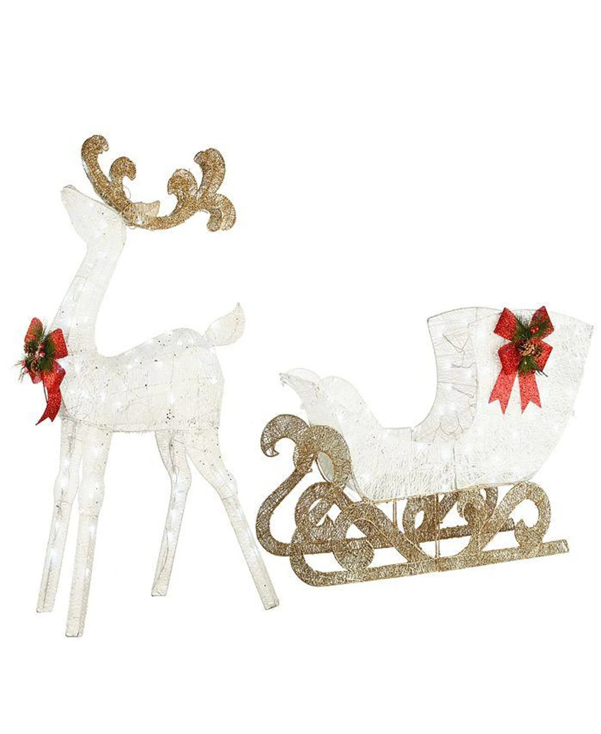 48" Pre-Lit Sisal Reindeer and Sleigh