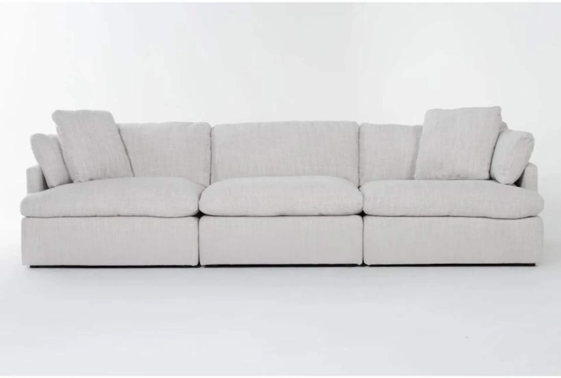 Gather White Fabric 3 Piece 122" Modular Sofa