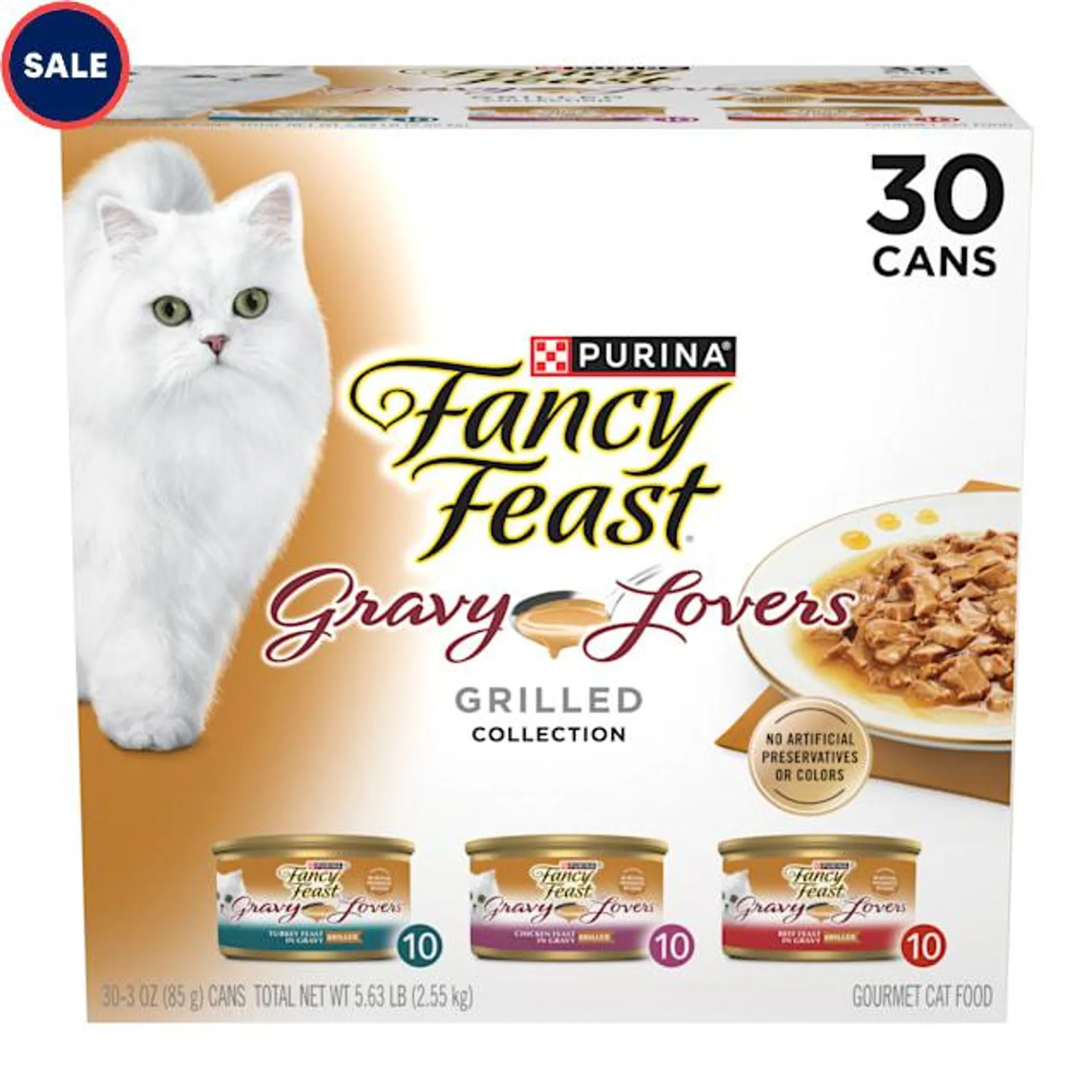 Fancy Feast Gravy Lovers Poultry and Beef Gourmet Wet Cat Food Variety Pack, 3 oz., Count of 30