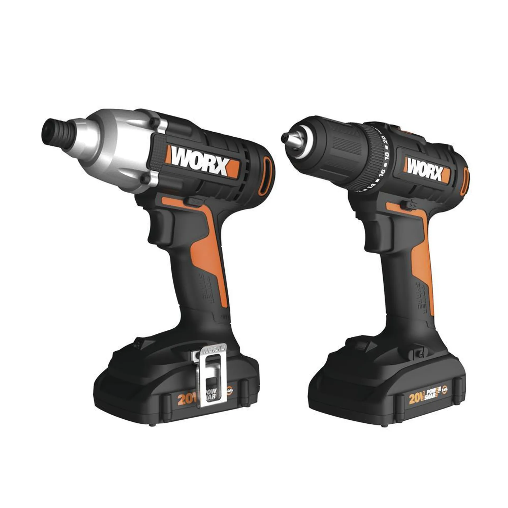 WORX® 20-Volt Cordless 1/2" Drill and 1/4" Impact Driver Combo Kit