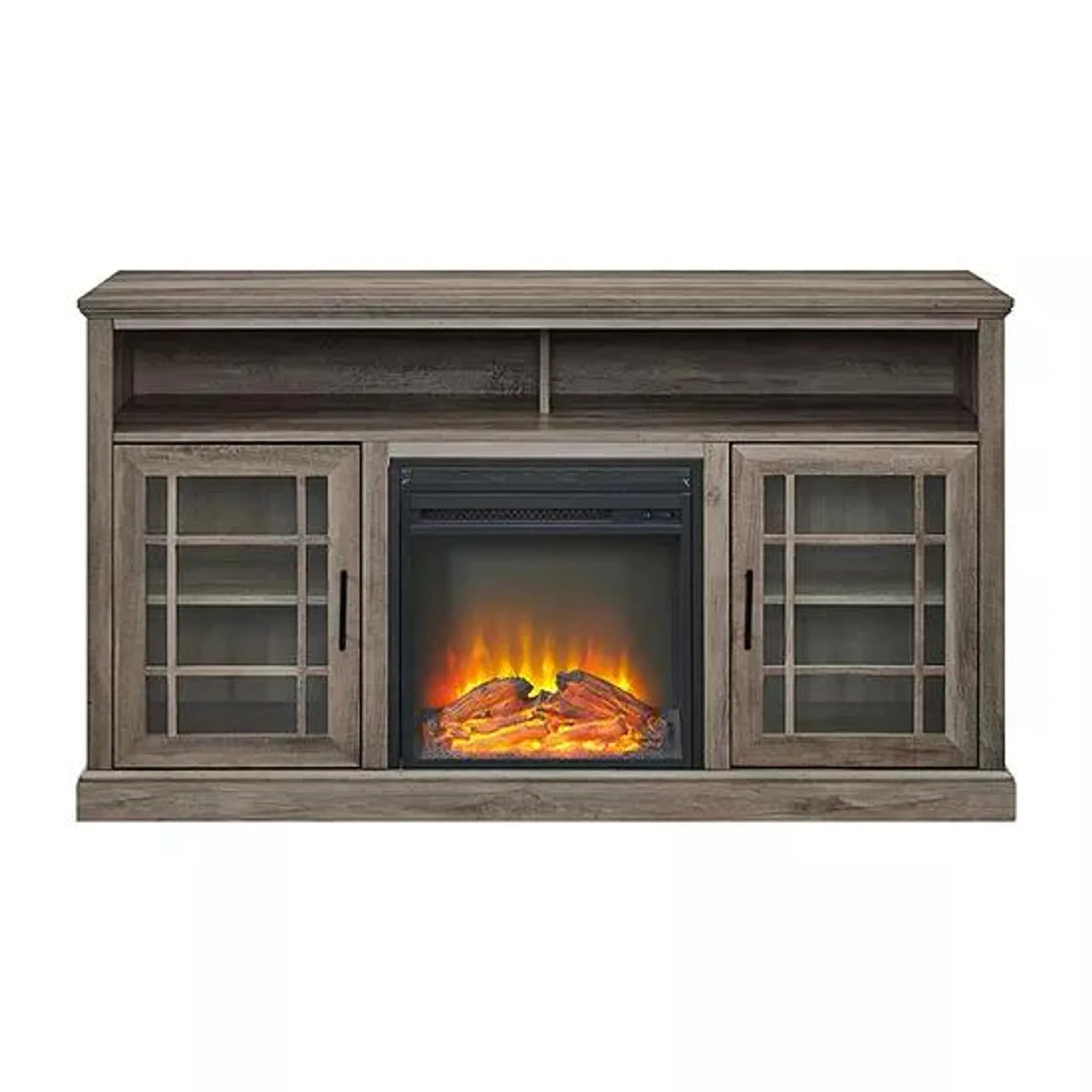 Highboy Tv Stand With Fireplace Gray