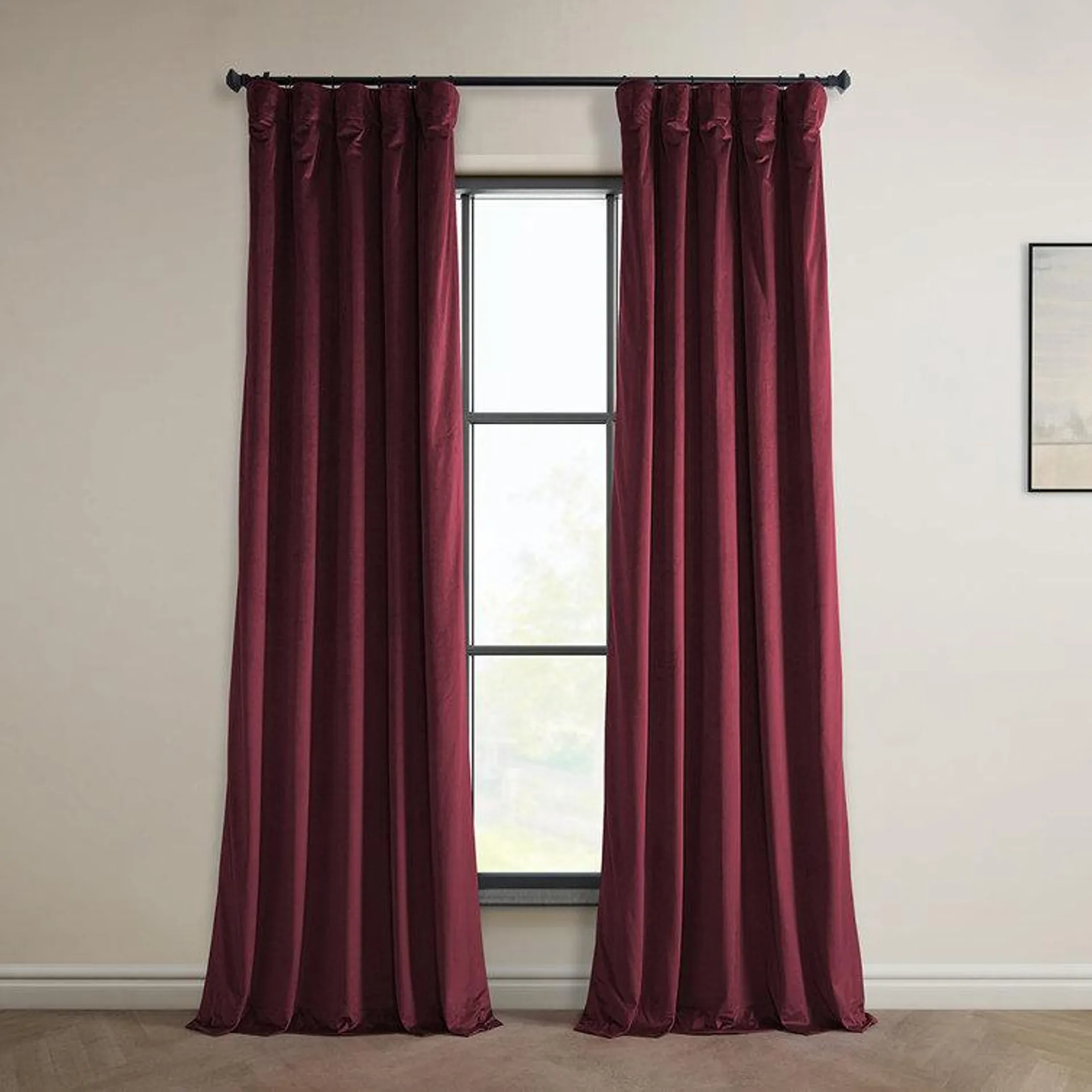 Matra Plush Velvet Curtains for Bedroom - Room Darkening Curtains for Living Room Window Single Panel