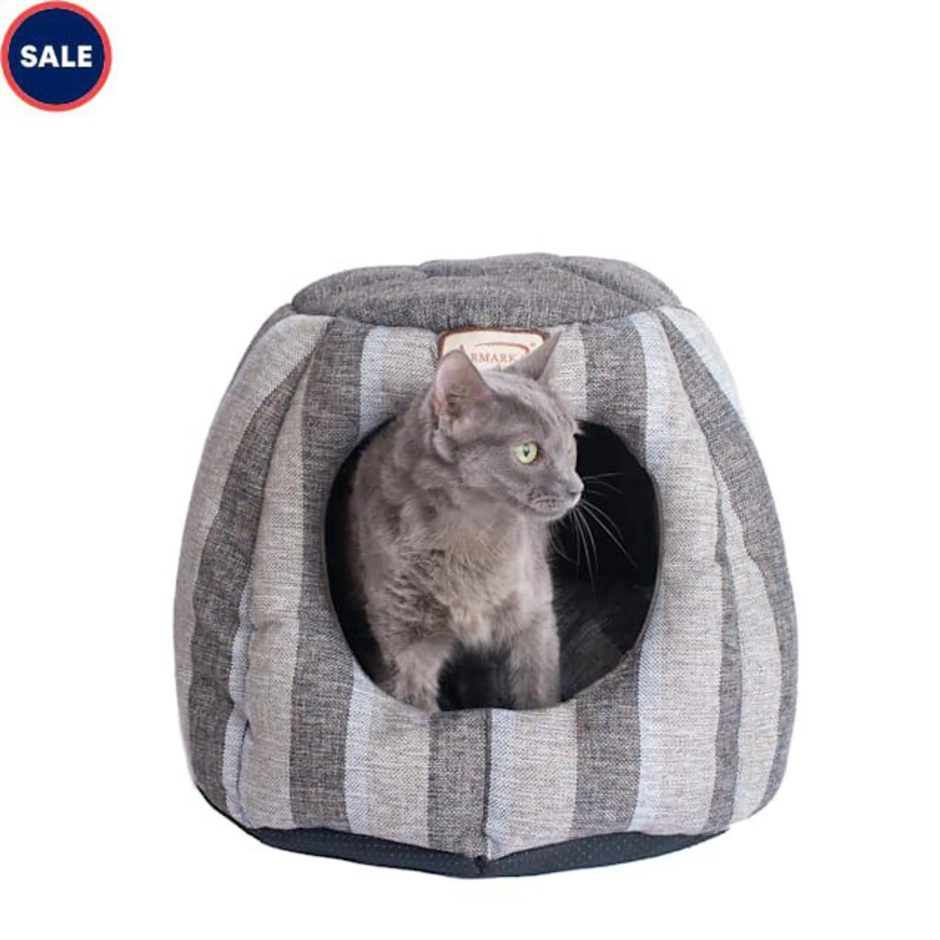 Armarkat Gray and Silver Cave Shape Cat Bed, 18" L X 18" W X 17" H