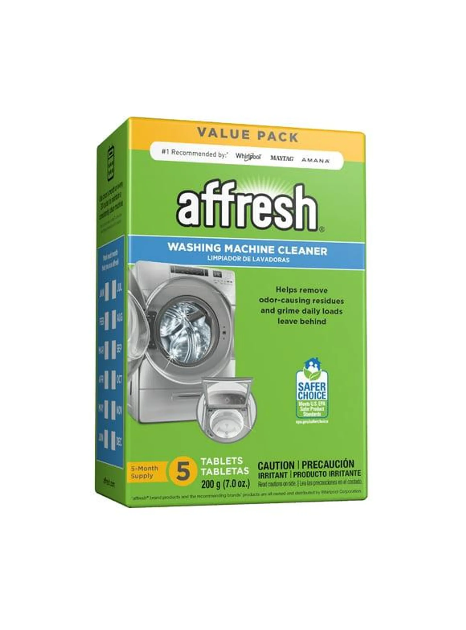 affresh Washing Machine Cleaner, Dissolving Tablets, 5 Count