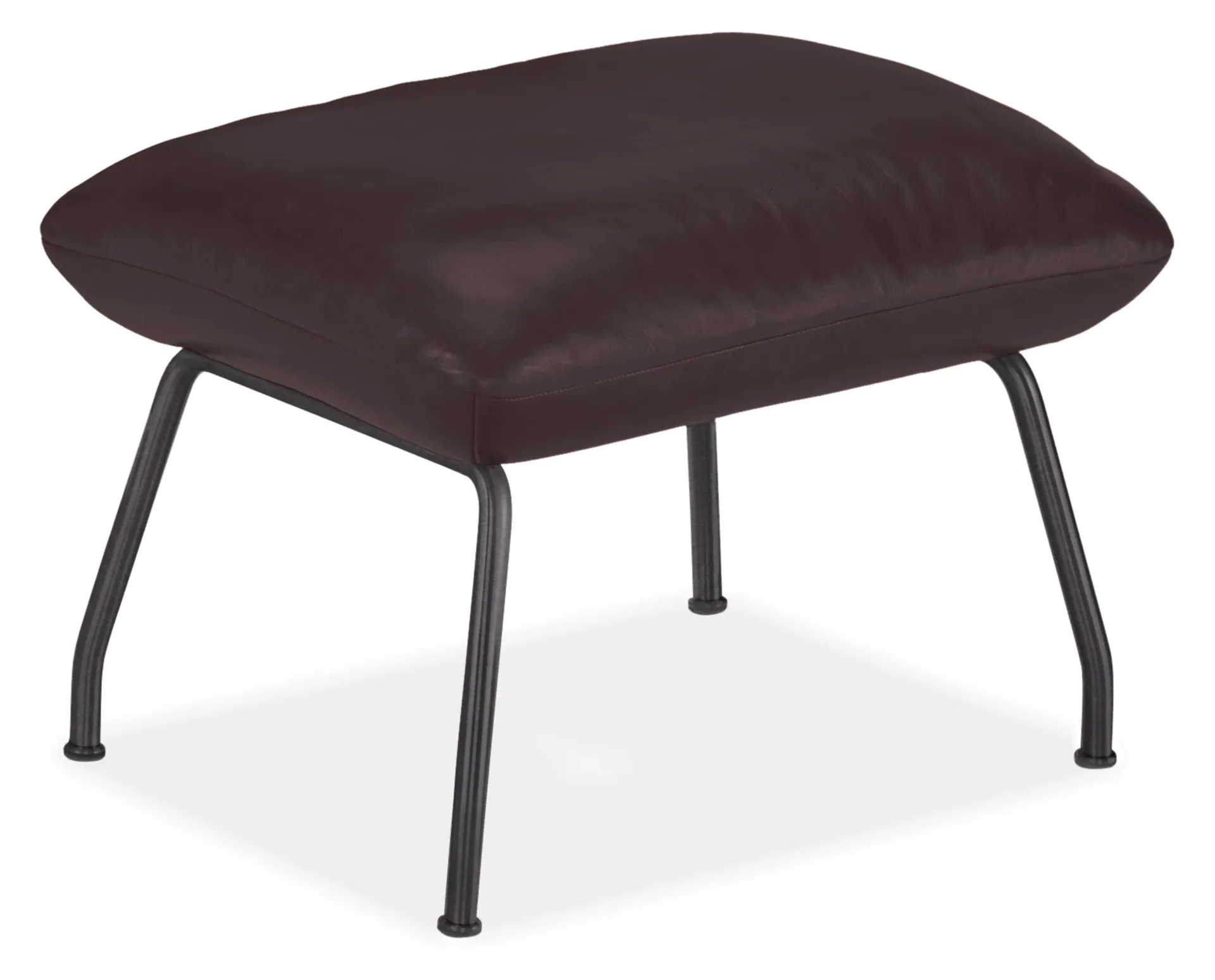 Paris 21w 17d 15h Ottoman in Lecco Chocolate Leather with Natural Steel