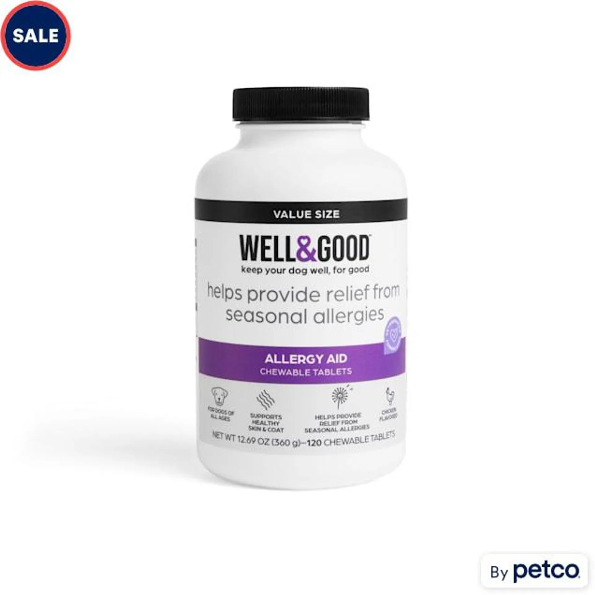 Well & Good Dog Allergy Aid Chewable Tablets, Count of 120