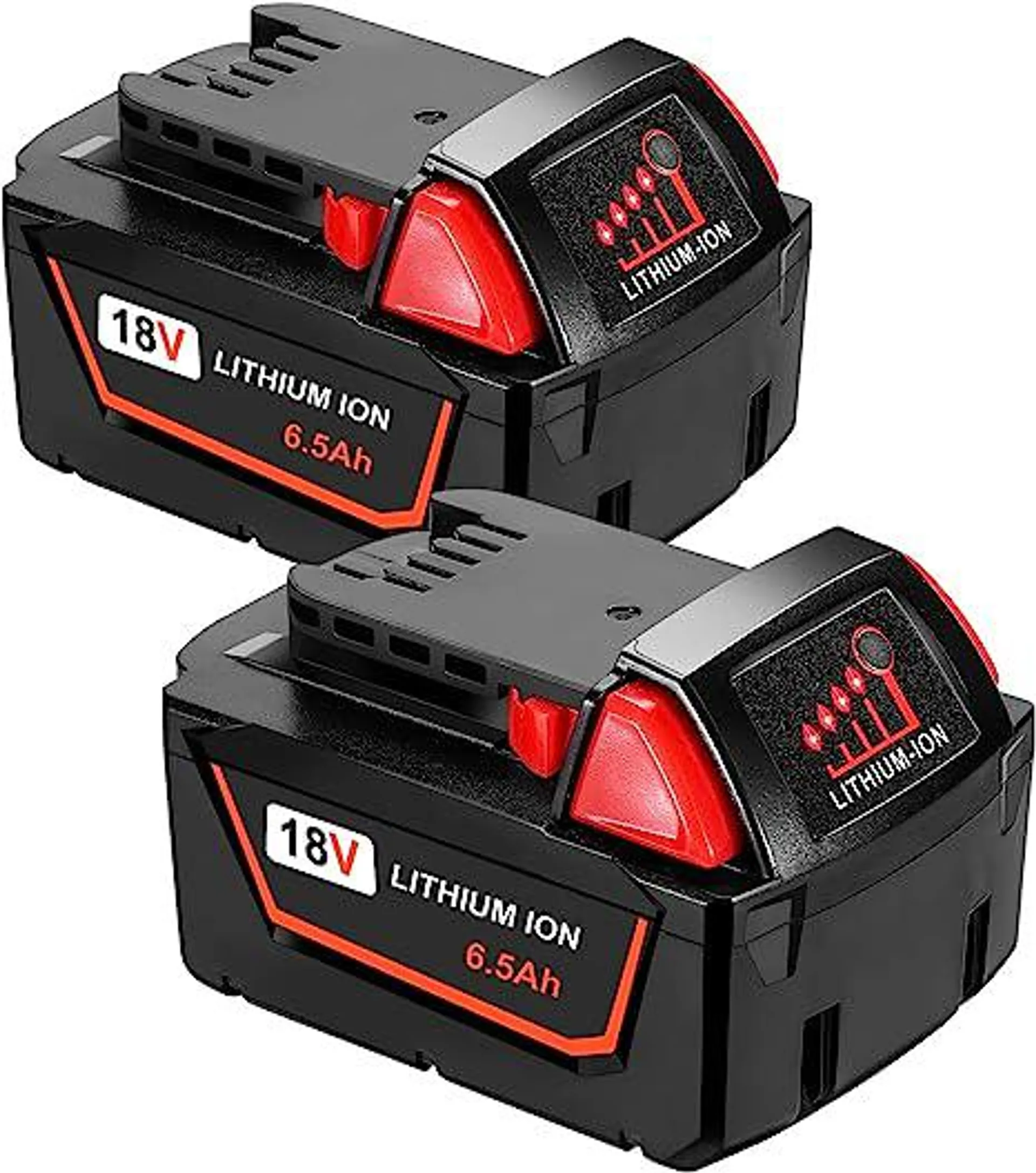 HUSUE 6.5Ah 18V Replacement Battery for Milwaukee M18 Battery, Lithium Battery Compatible with Milwaukee M18 18V 48-11-1815, 48-11-1820, 48-11-1840, 48-11-1850, 48-11-1860 Cordless Power Tools, 2 Pack