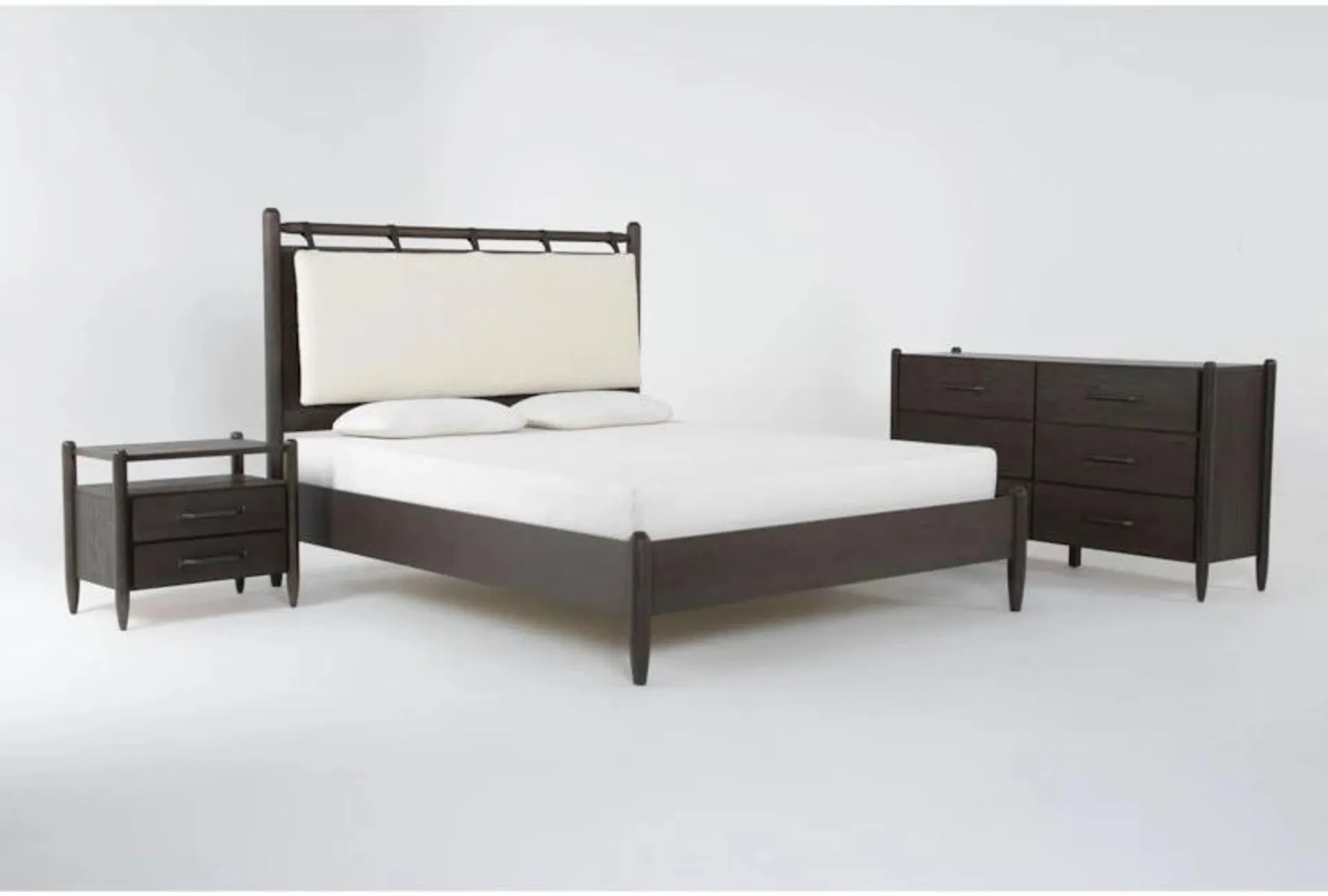 Nomad Queen Wood 3 Piece Platform Bedroom Set With Dresser & 2-Drawer Nightstand