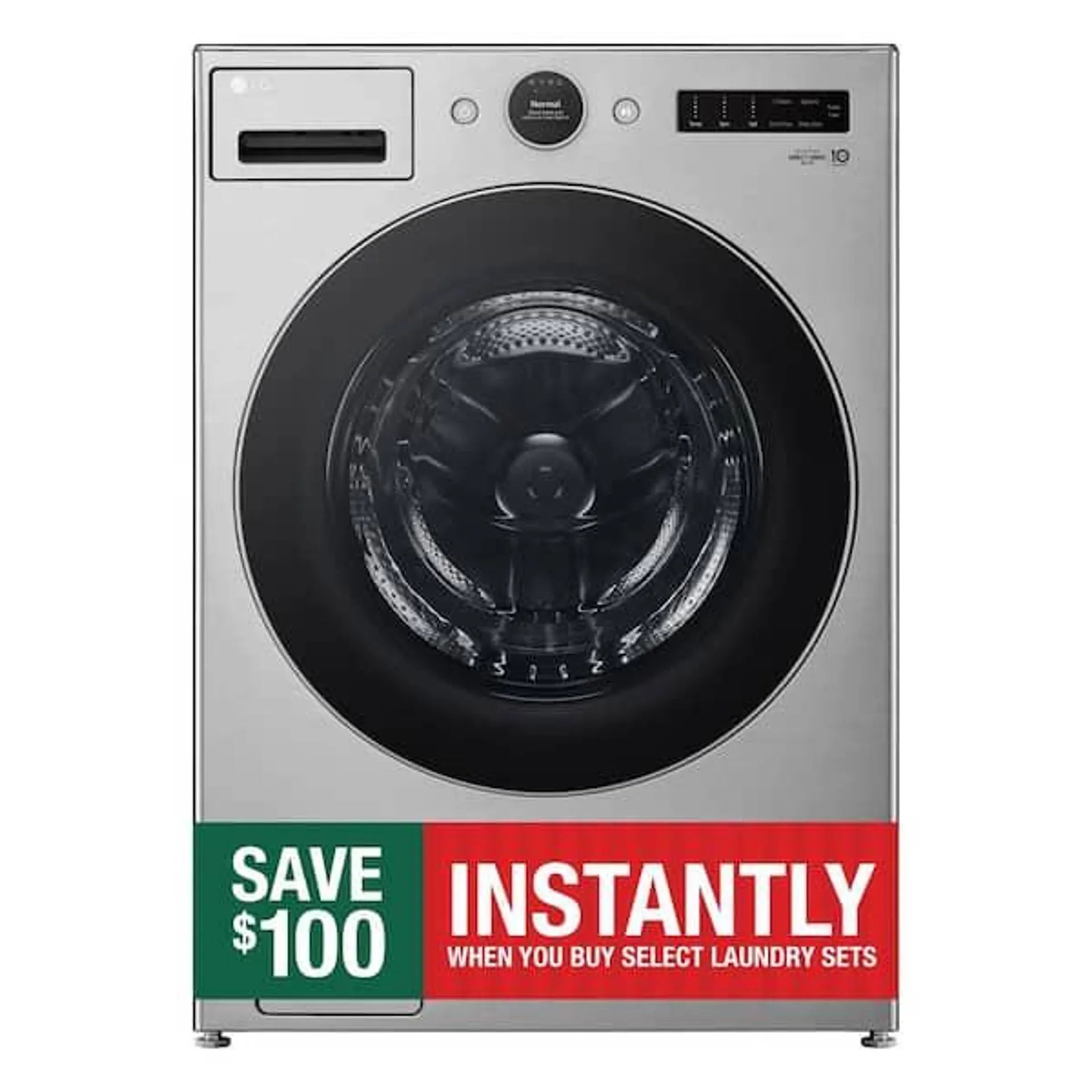 4.5 cu. ft. Stackable Smart Front Load Washer in Graphite Steel with AI Digital Dial, Steam and TurboWash360