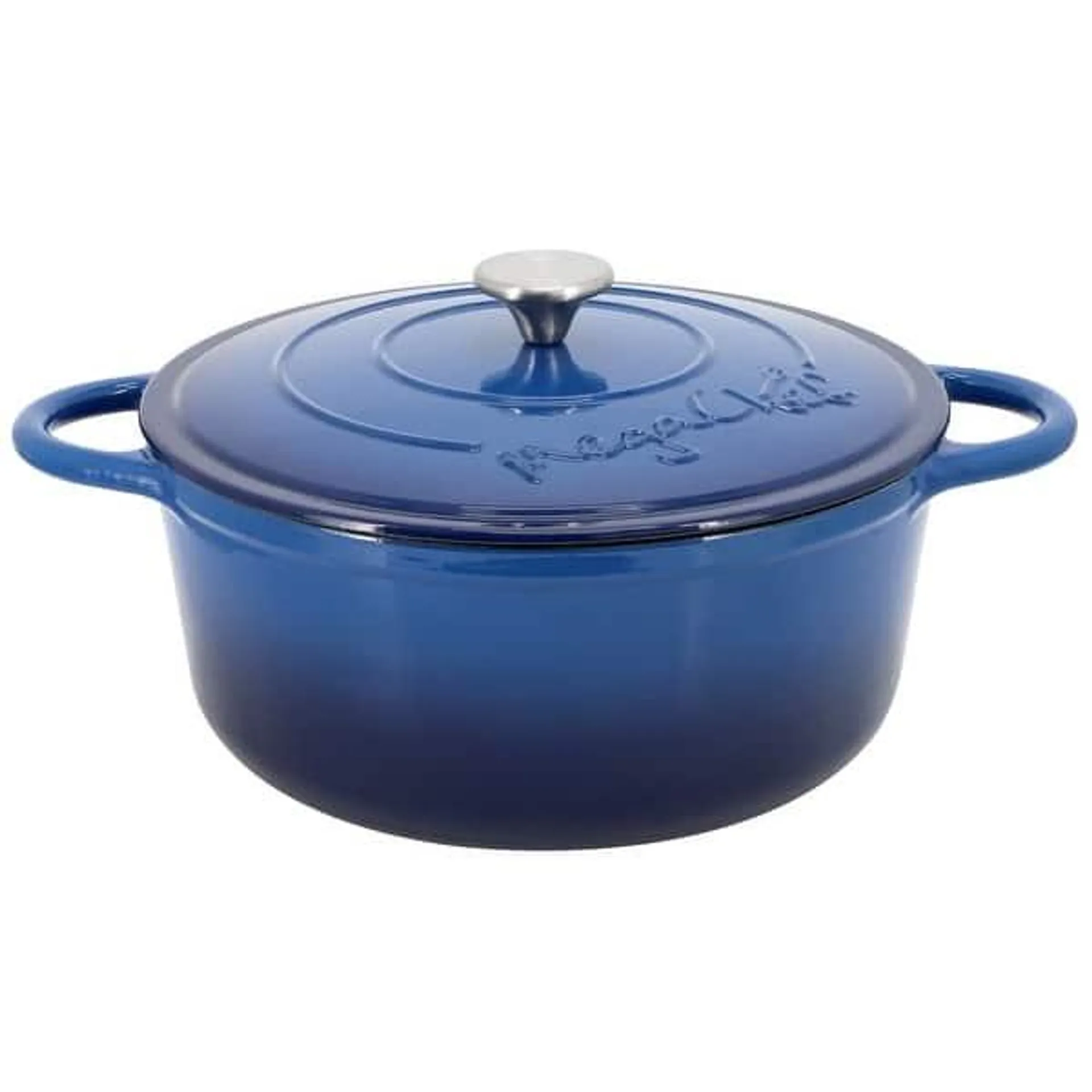 6.35 Quart Round Enameled Cast Iron Dutch Oven with Self Basting Lid in Dark Blue