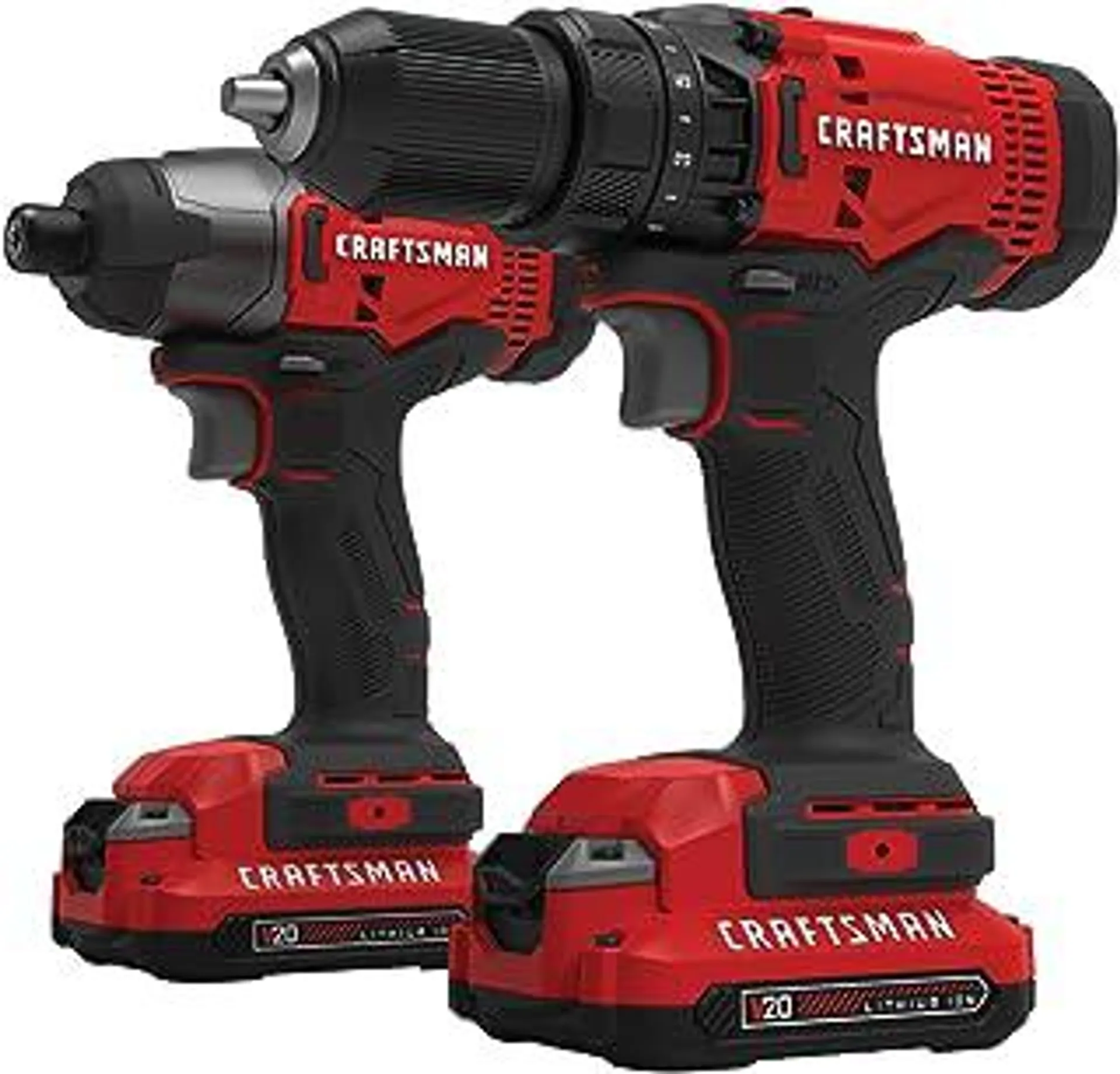 CRAFTSMAN V20 MAX Cordless Drill and Impact Driver, Power Tool Combo Kit with 2 Batteries and Charger (CMCK200C2AM)