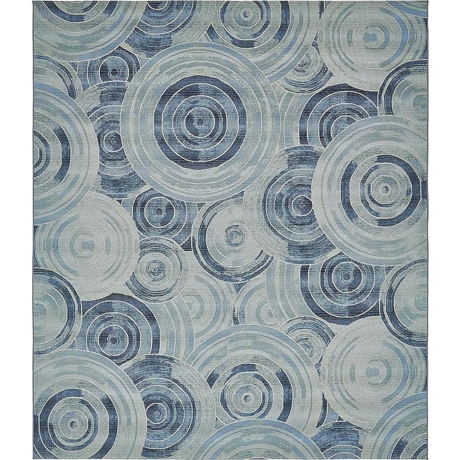 Unique Loom Rippling Outdoor 10 X 12 (ft) Light Blue/Navy Blue Indoor/Outdoor Geometric Industrial Area Rug