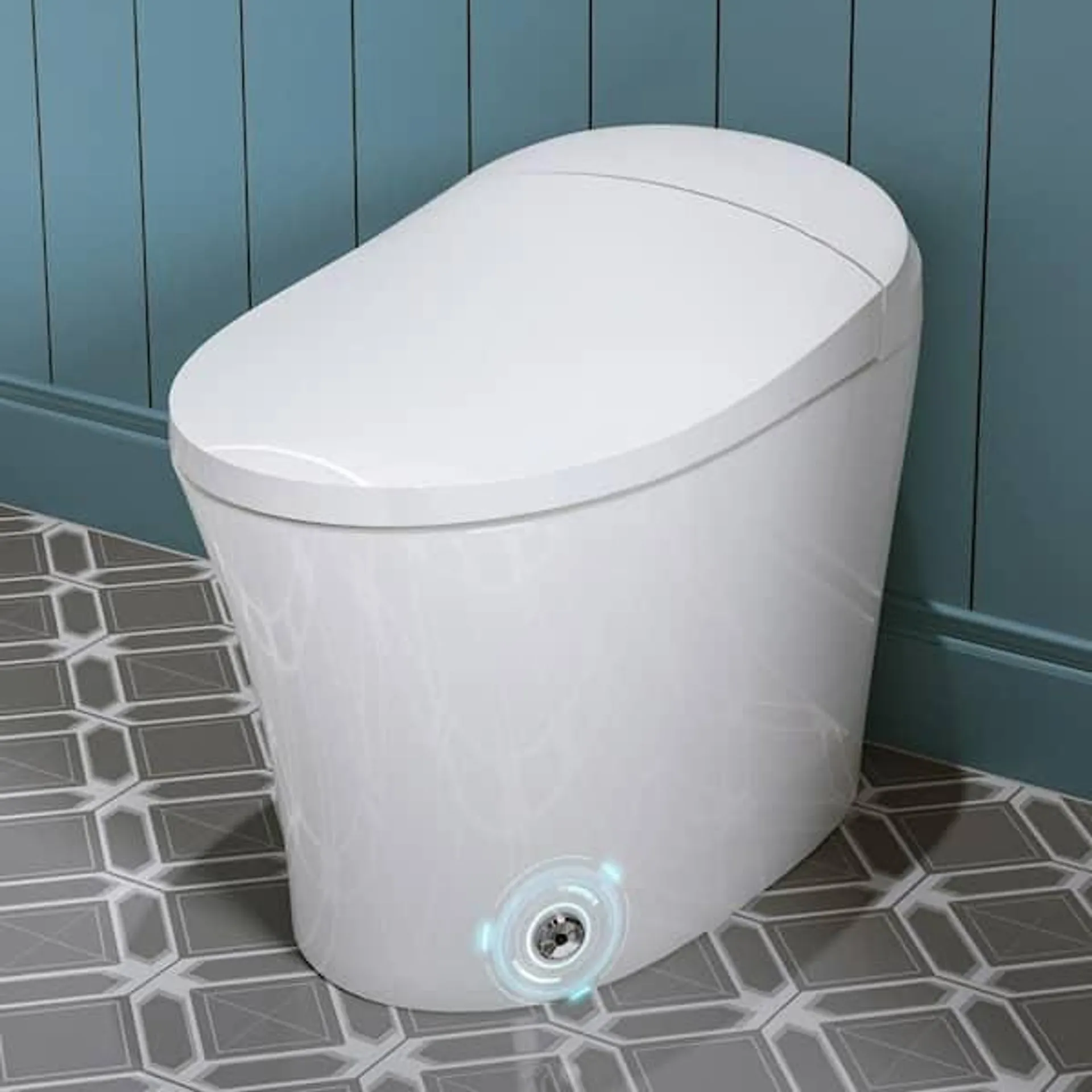 1/1.27 GPF Tankless Elongated Smart Bidet Toilet in White with ADA Seat Height, Front/Rear Wash, Auto Flush