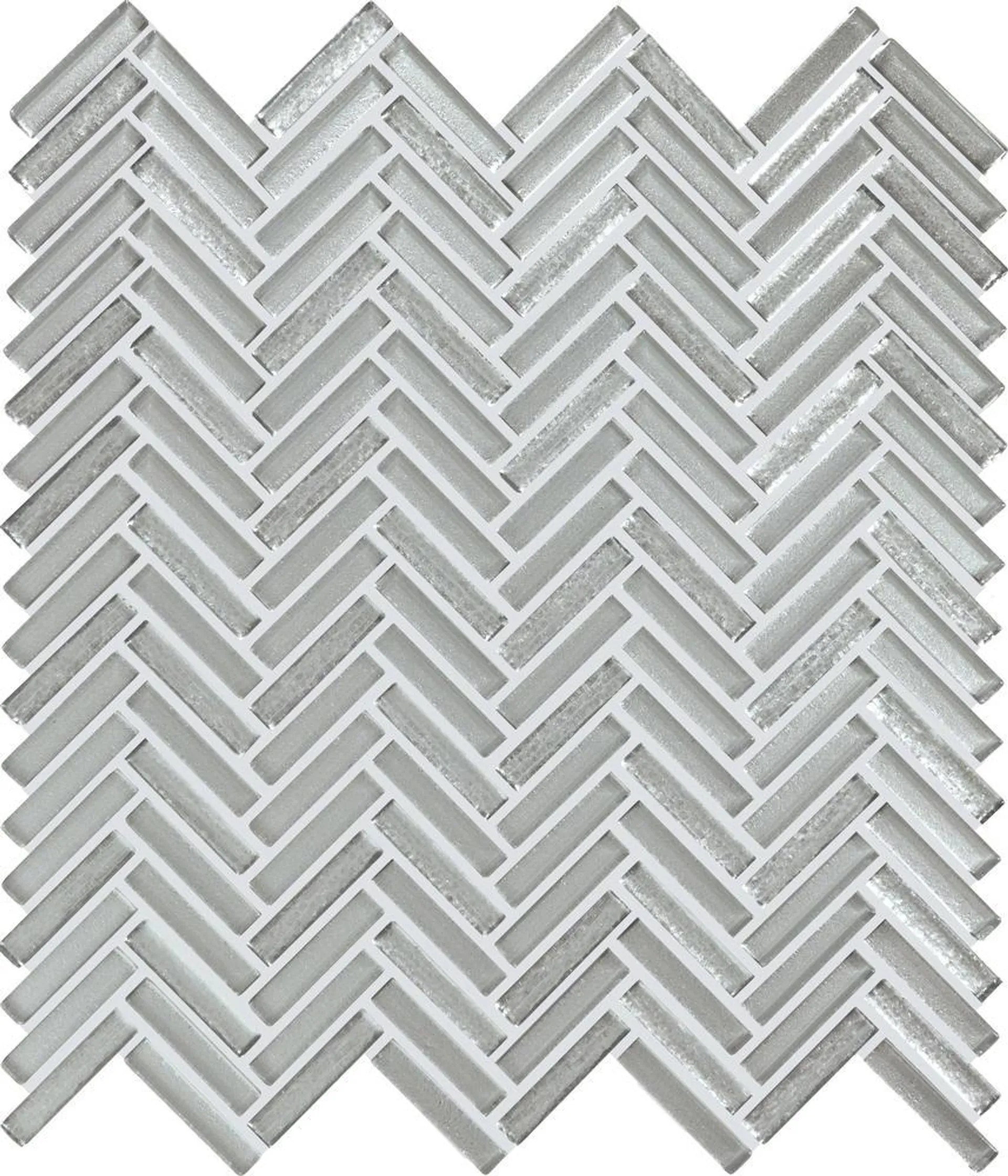 Mohawk® Seymour Pewter 11 x 13 Glass Herringbone Mosaic Tile