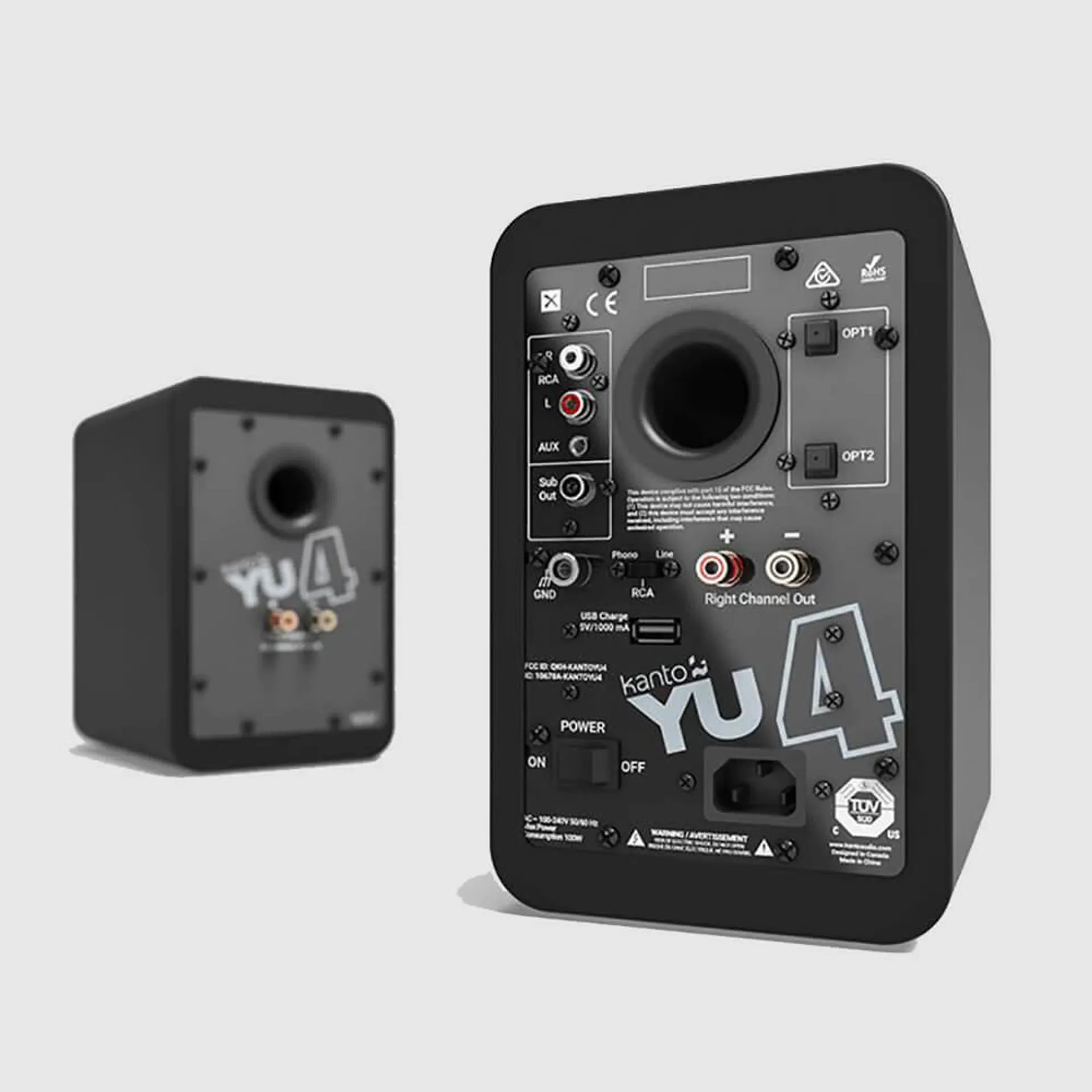 YU4 Matte Black Powered Speakers