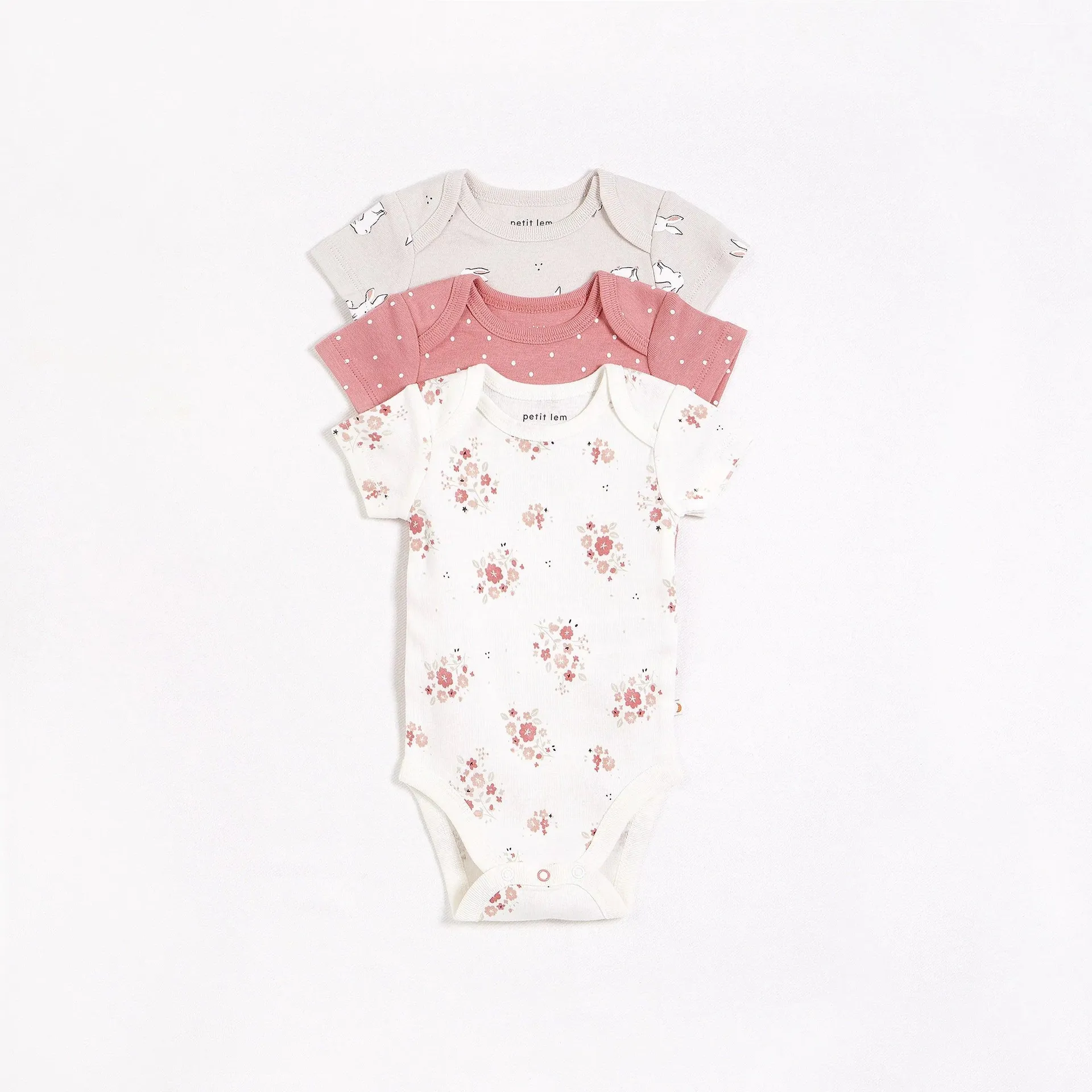 Petit Lem Baby Bunny 3 Pack Bodysuits